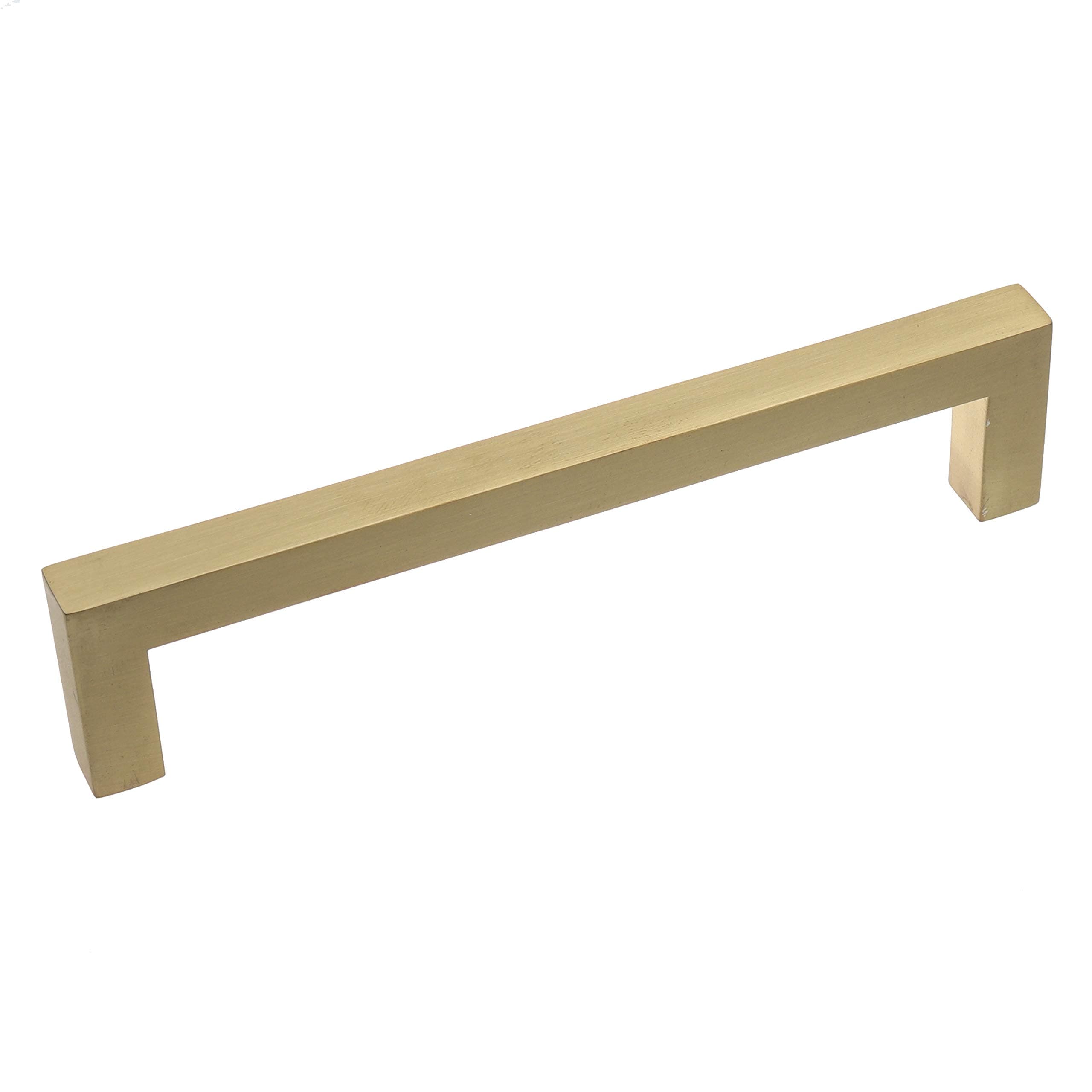 GlideRite Hardware Solid Square Cabinet Bar Pull Handles 5-inch Hole Center || Satin Gold Finish || Pack of 10 || 21683-128-SG-10