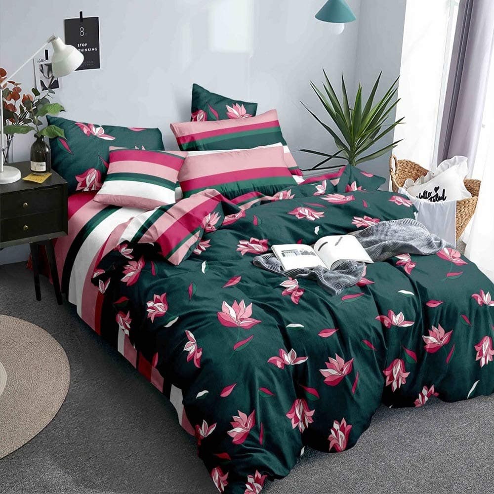 Fresh From Loom Glace Cotton Double Bed Comforter (Standard Size) - Set of 4 Pieces