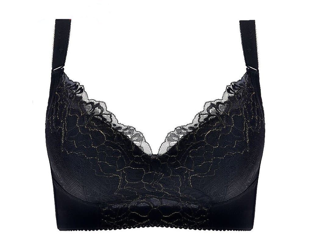 VOYAGEA a thin no sponge cups underwire bra big yards bra pushed up a sexy underclothes (38D, black)