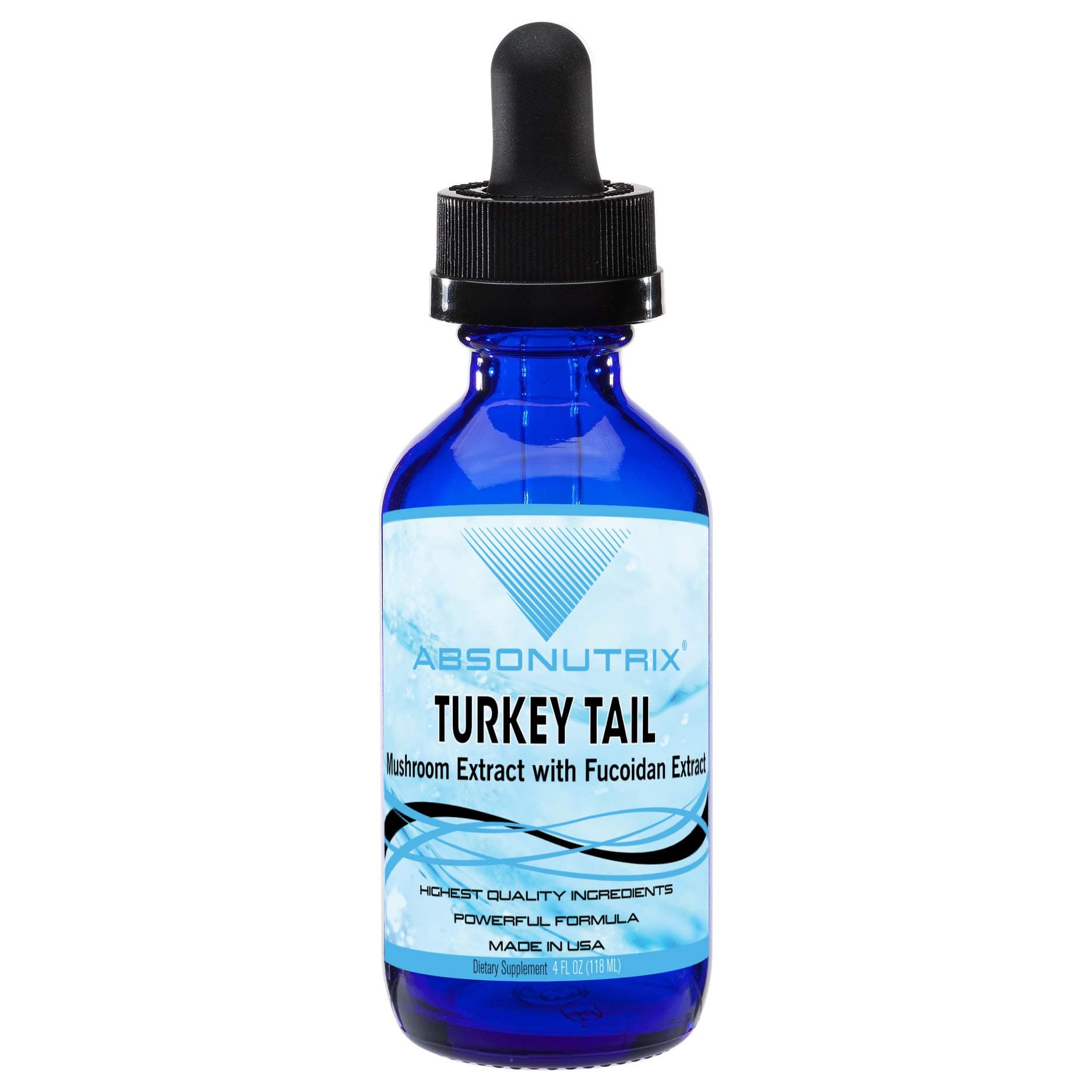 Absonutrix Turkey Tail Mushroom Extract 590 mg,4 Oz Liquid,200 Servings,Made in USA,Quick Absorption,Quality Potent Ingredients,Third-Party Tested,Non-GMO,GMP Certified