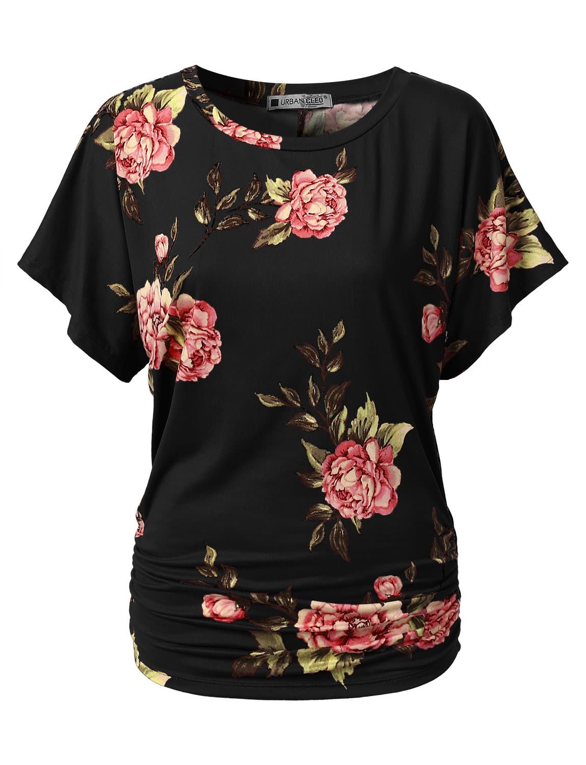 URBANCLEO Womens Short Sleeve Dolman Drape Top Shirts (Plus