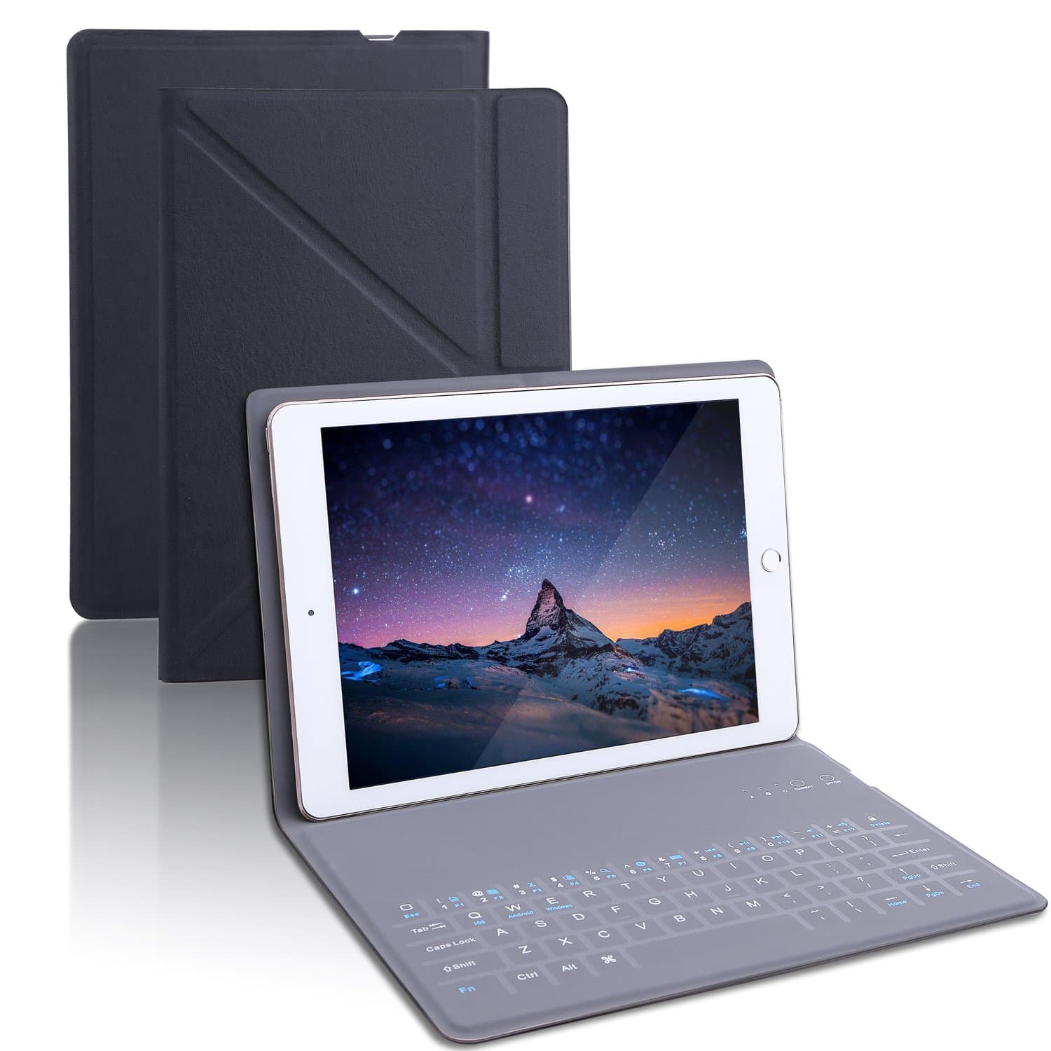 iPad Air Cover with Keyboard,Ultra Slim Keyboard with Scratch-Resistant Screen Material, for iPad pro 9.7 iPad Air 3/2/1 2017 the new iPad Samsung Galaxy Tab A 9.7(black