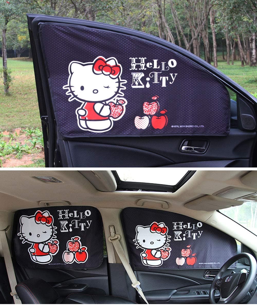 Carmen Magnetic Car Sun Visor Window Curtains Screen Auto Windshield Sunshades Heat Shield Shade Block Universal Fit for Baby Kids Women Men UV Rays Protector - 4 pcs/Set (Black)