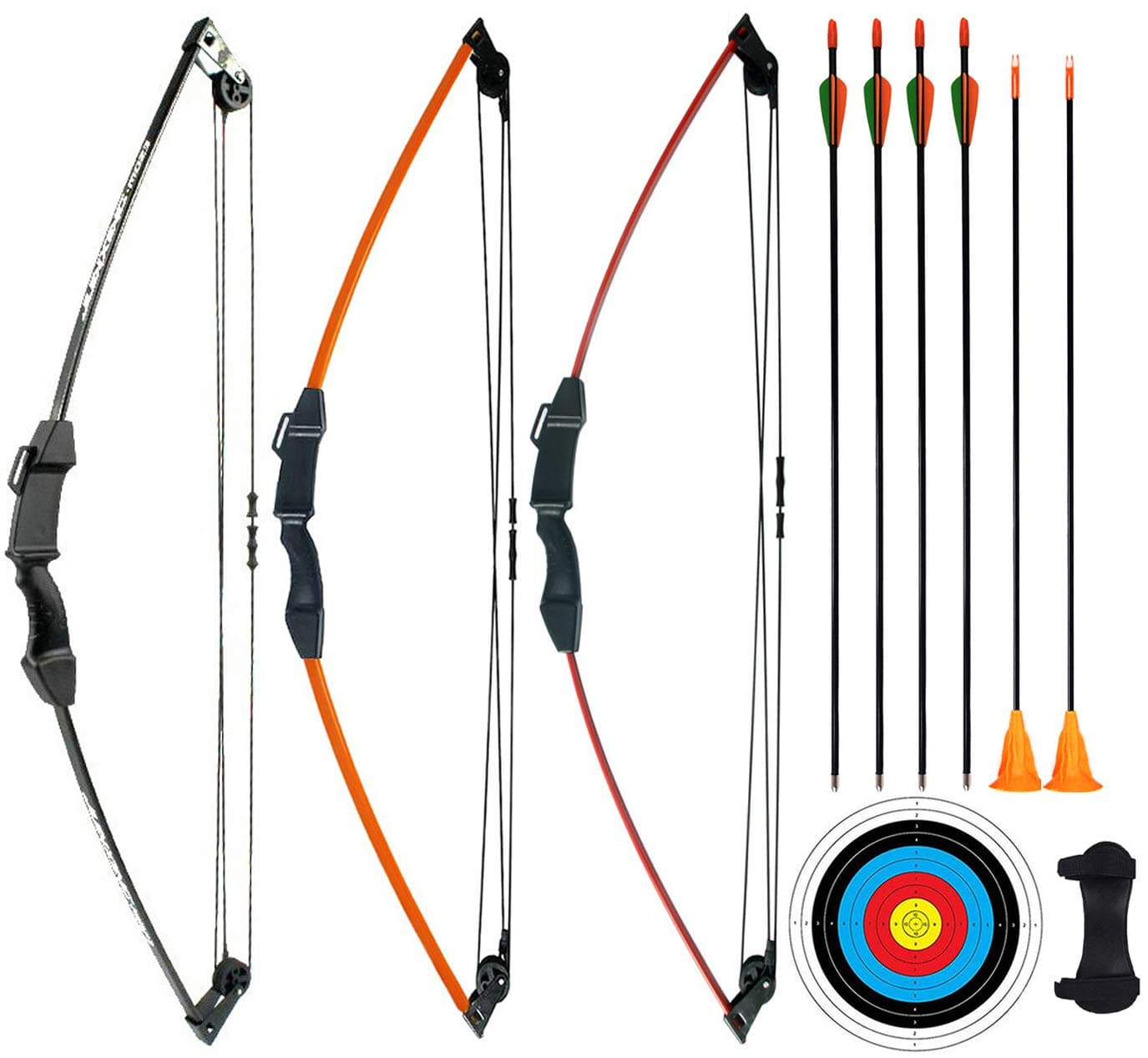CPTARCH 35" Archery Compound Bow and Arrow Set Two-Wheeled Bow for Sports Game Target Shooting Toy Gift Bow with Safety Fiberglass Arrow and Sucker Arrow for Youth Kids Beginners Juniors