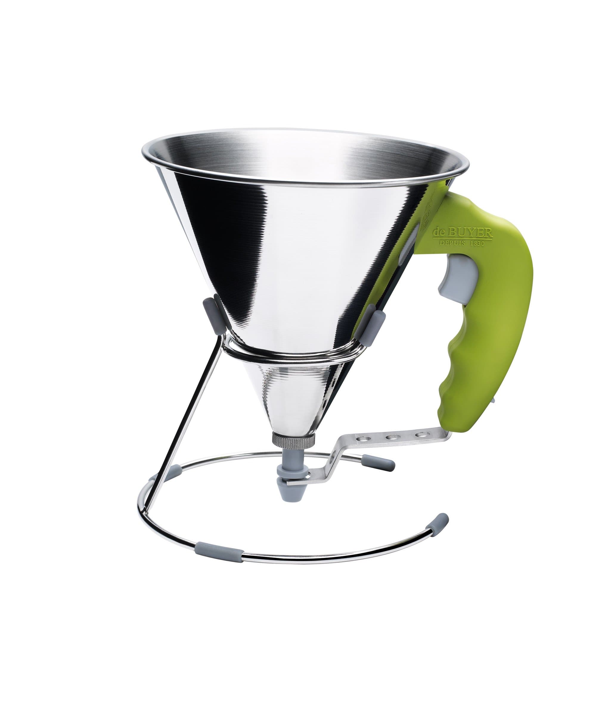 De Buyer 0 Kwik Stainless Steel Mini Piston Funnel, 0.8 Litres, Green