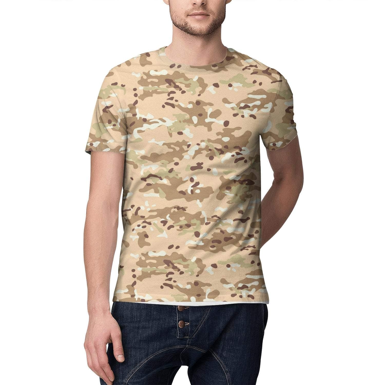 3D Print Young Men T Shirt Pattern Round Neck Grey Classic Camo Short Sleeve Shirts