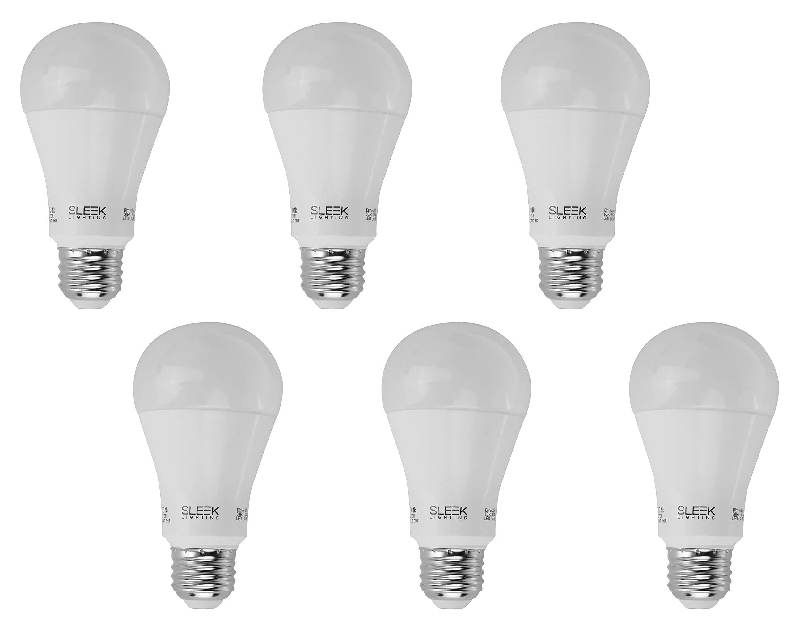 SleekLighting 13 watt led light bulbs Large A21, Dimmable General Purpose Household Light Bulb(240), Warm White (3000k) 1100 Lumens, E26 Medium Base,75 watt light bulbs Equivalent, UL (Pack of 6)