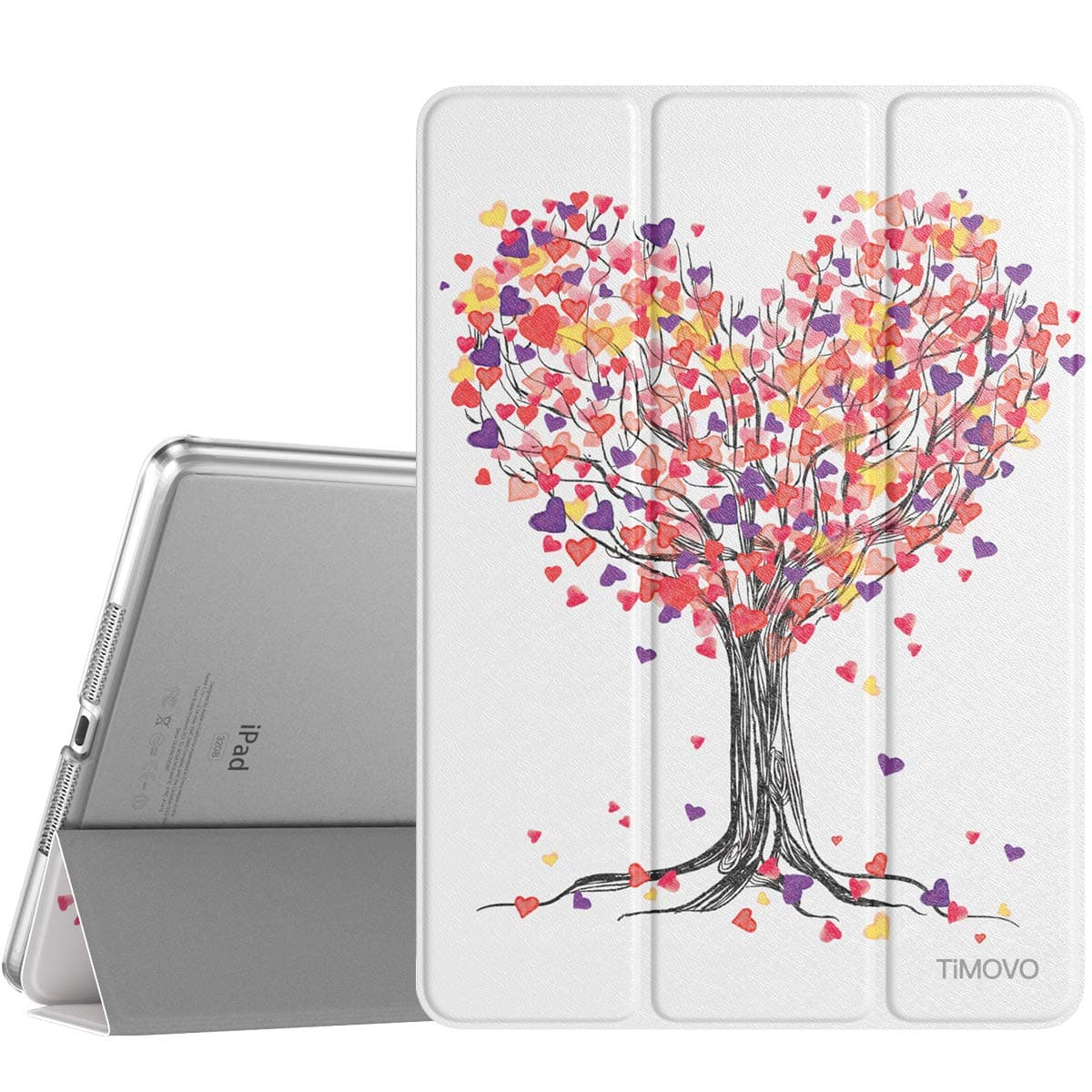TiMOVO for iPad 10.2 Case iPad 9th Generation 2021/ iPad 8th Generation 2020/ iPad 7th Generation 2019 Case,Slim Translucent Hard PC Protective Smart Cover with Stand for iPad 10.2 Inch,Love Tree