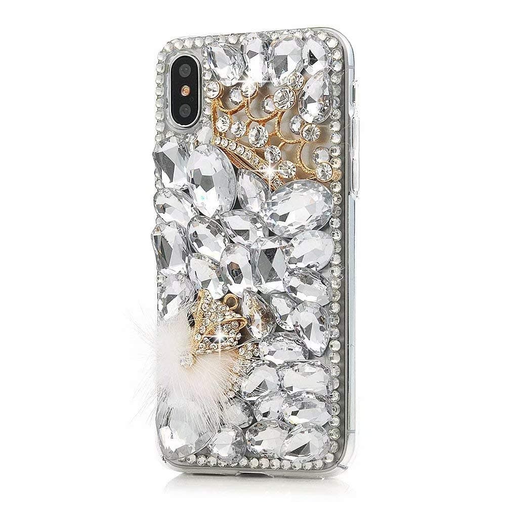 iPhone Xs Max Bling Diamond Case,iPhone Xs Max Crystal Rhinestone Case,FreeAir 3D Handmade Crystal Bling Diamonds Shiny Rhinestone Fox and Crown Soft Case for iPhone Xs Max(6.5 inch)