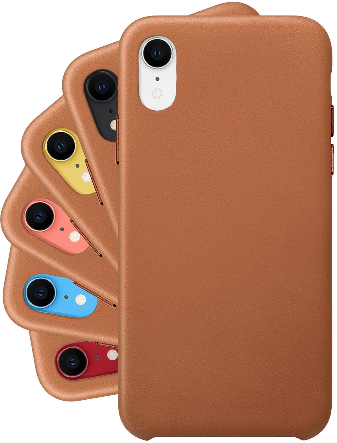 LONLI Classic | Genuine Nappa Leather Case - for Apple iPhone XR - (6.1 inch, Caramel)