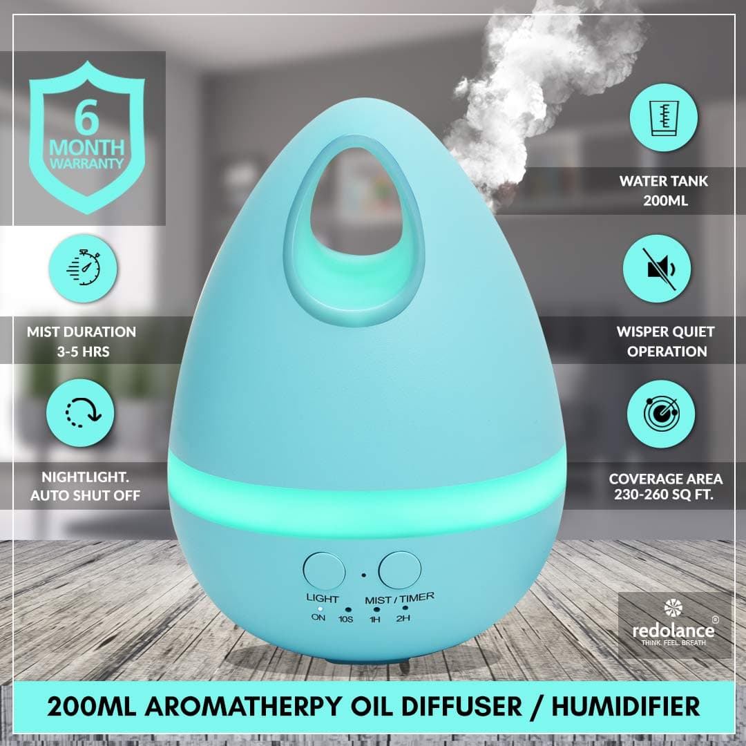 REDOLANCE Olive Aroma Oil Diffuser HUMIDIFIER AIR Purifier 200ML Blue LBH(cm) 12X13X20