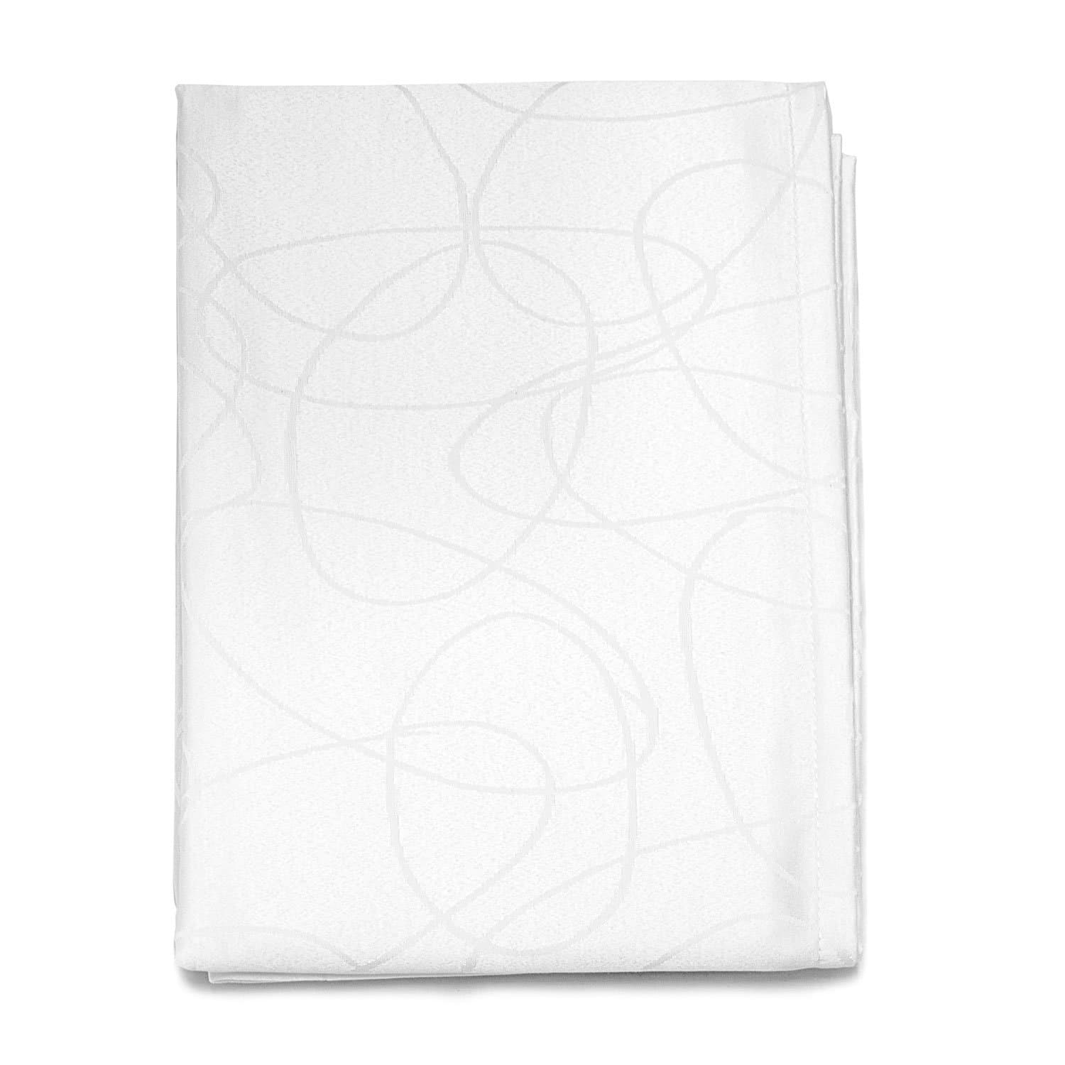 LUXURY WHITE TABLECLOTH - ANTI STAIN TREATMENT - LARGE SIZES - REF. LINES (59 x 98" (150x 250cm))