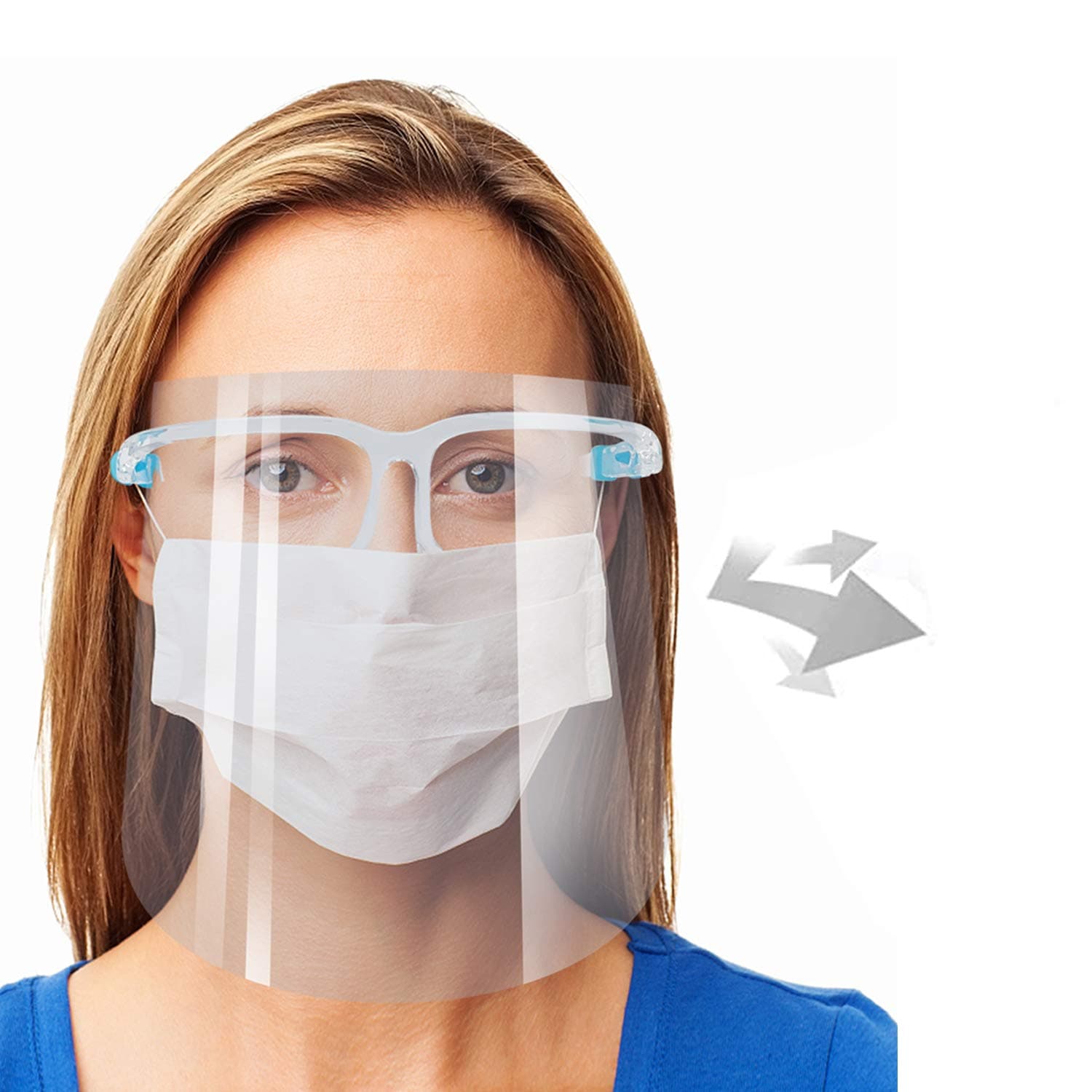 goggles Shield, Reusable Protective goggles Visor with Clear Film, Adjustable against Splash