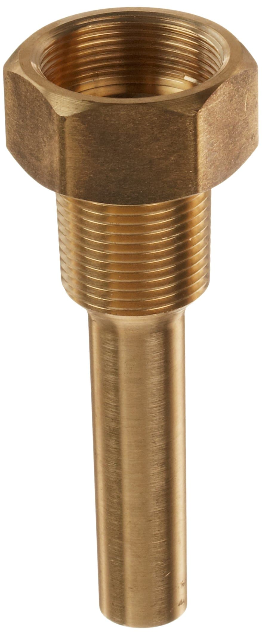 PIC Gauge TWB-35 3-1/2 Stem Length 3/4" NPT Stepped Style Brass Thermowell for Solar Digital Thermometers