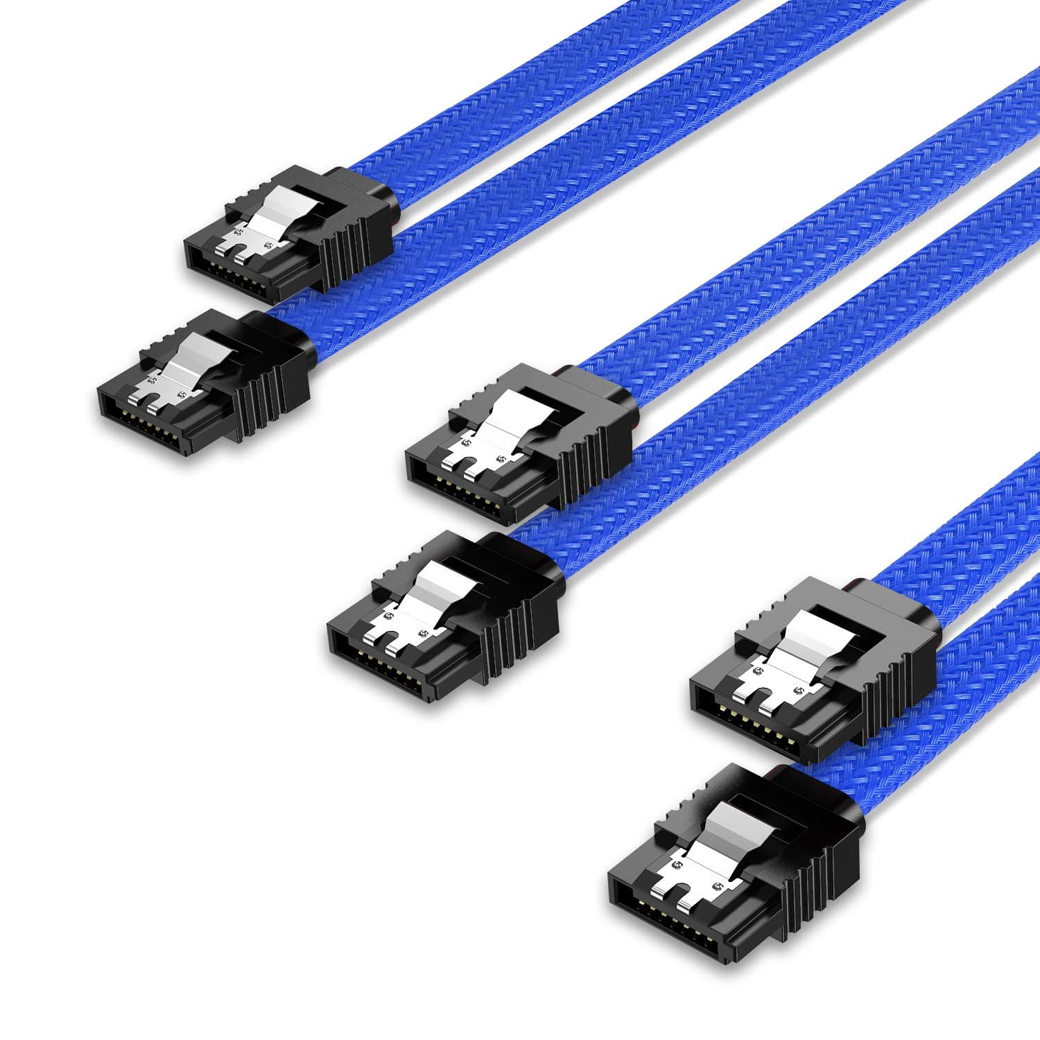 QIVYNSRY 3PACK SATA Cable III 3 Pack 6Gbps Straight HDD SDD Data Cable with Locking Latch 18 Inch for SATA HDD, SSD, CD Driver, CD Writer, Blue