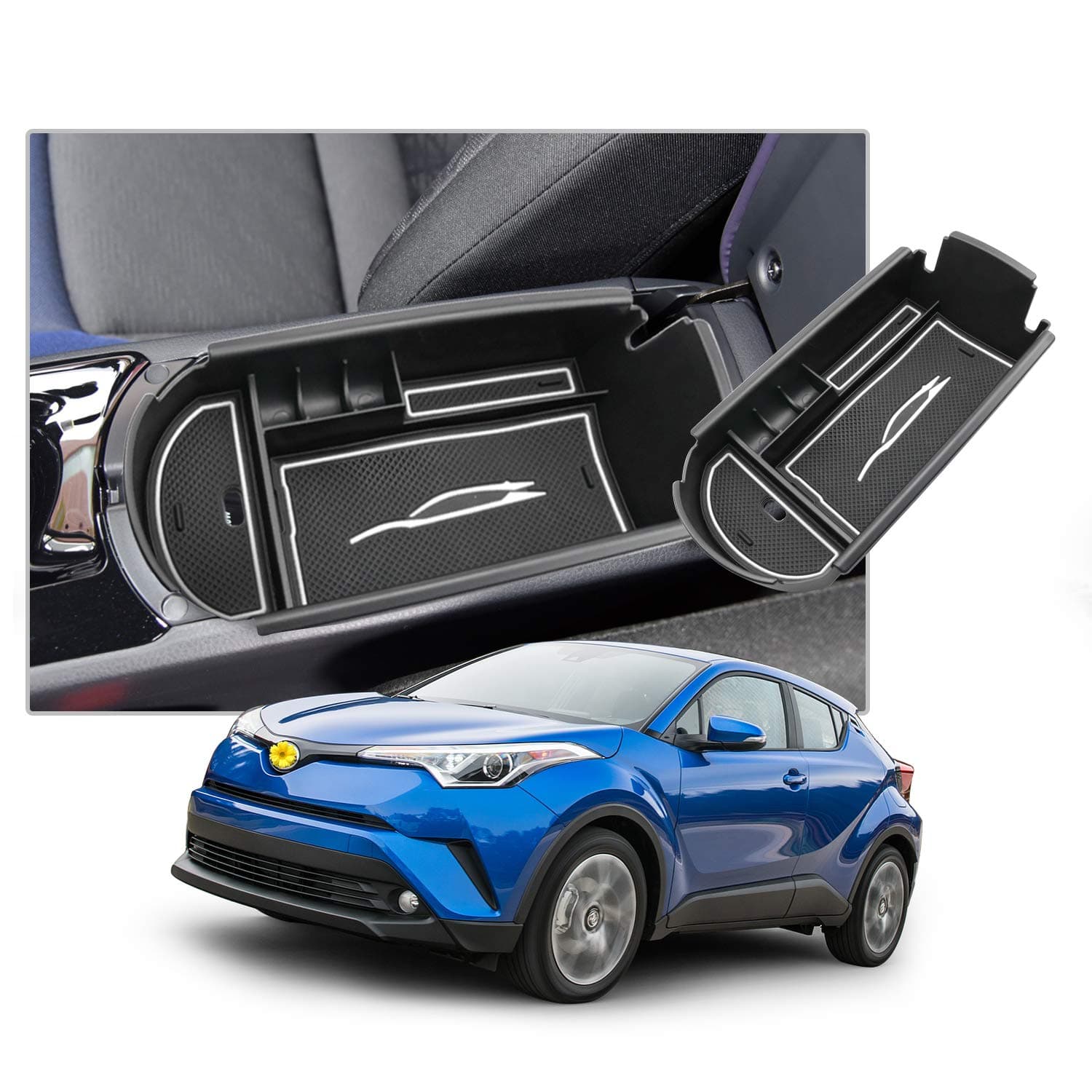 CDEFGCenter Console Accessory Organizer Compatible with 2018 2019 2020 2021 2022 CHR C-HR, ABS Material Armrest Box Insert Tray (White)