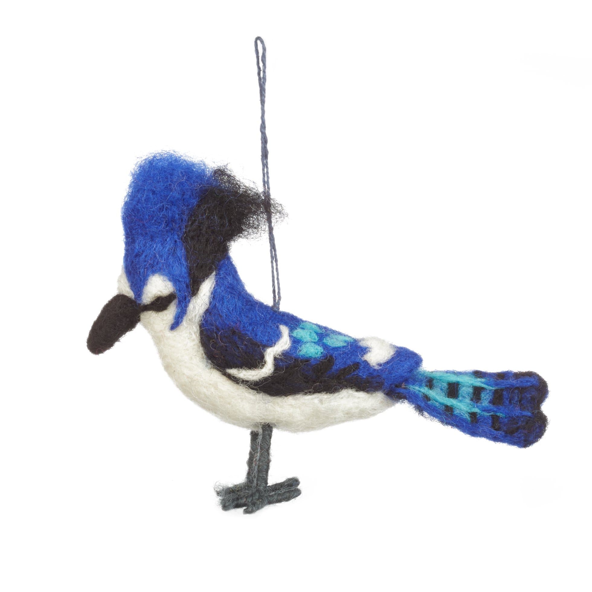 Fairtrade Felt Blue Jay Bird Decoration