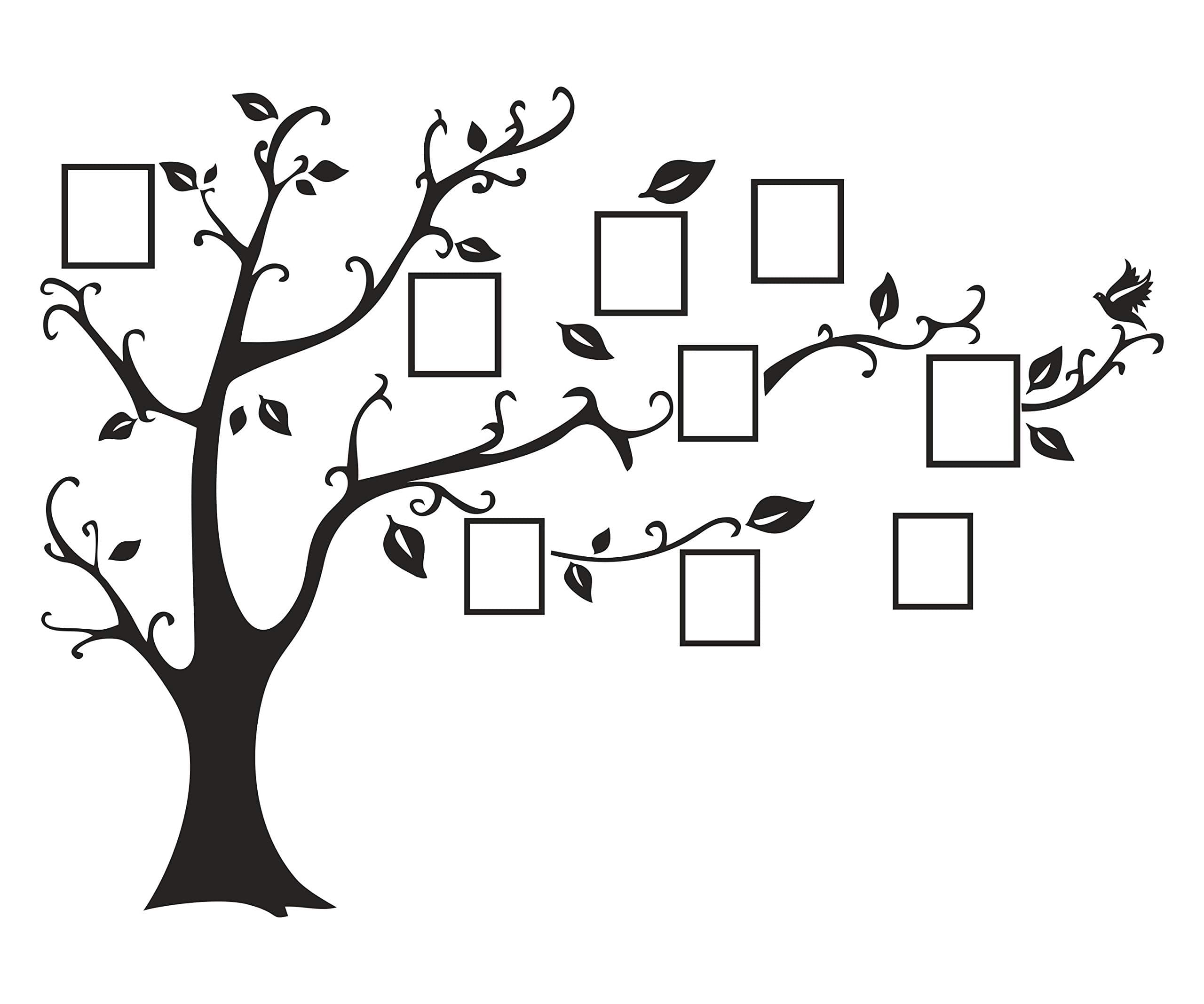 DECOR Kafe Home Decor Photo Frame Tree Wall Sticker, Wall Sticker for Bedroom, Wall Art, Wall Poster (PVC Vinyl, 50 X 35 CM)