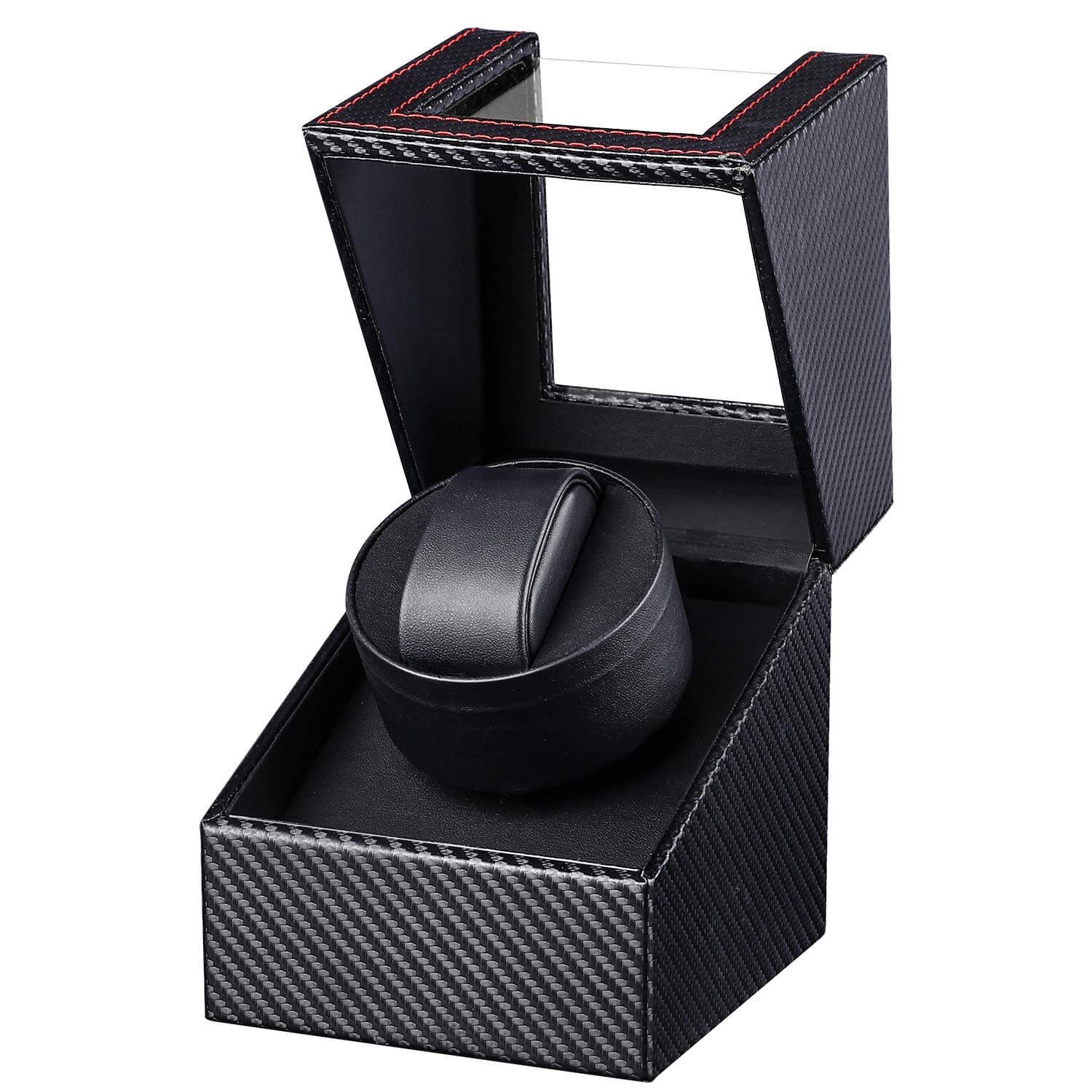 Automatic Watch Winder Box, Gifort Single Watch Winder PU Leather Watch Case with Quiet Motor, Battery Powered or AC Adapter