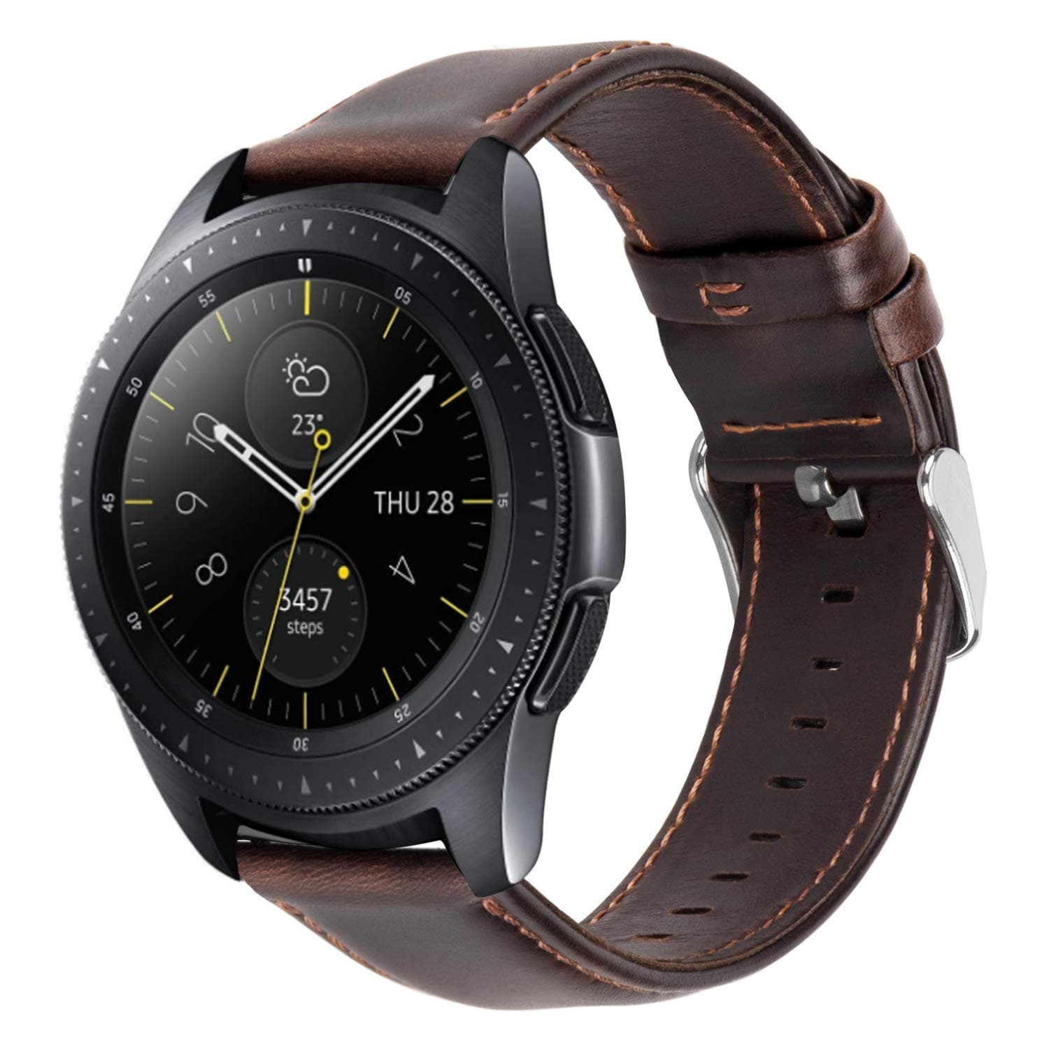 MroTech Quick Release Strap Genuine Leather 20mm Watch Band compatible with Samsung Galaxy Watch 42mm/Active/Active2/Gear Sport/Gear S2 Classic,Huawei Watch 2 Watchband Replacement coffee