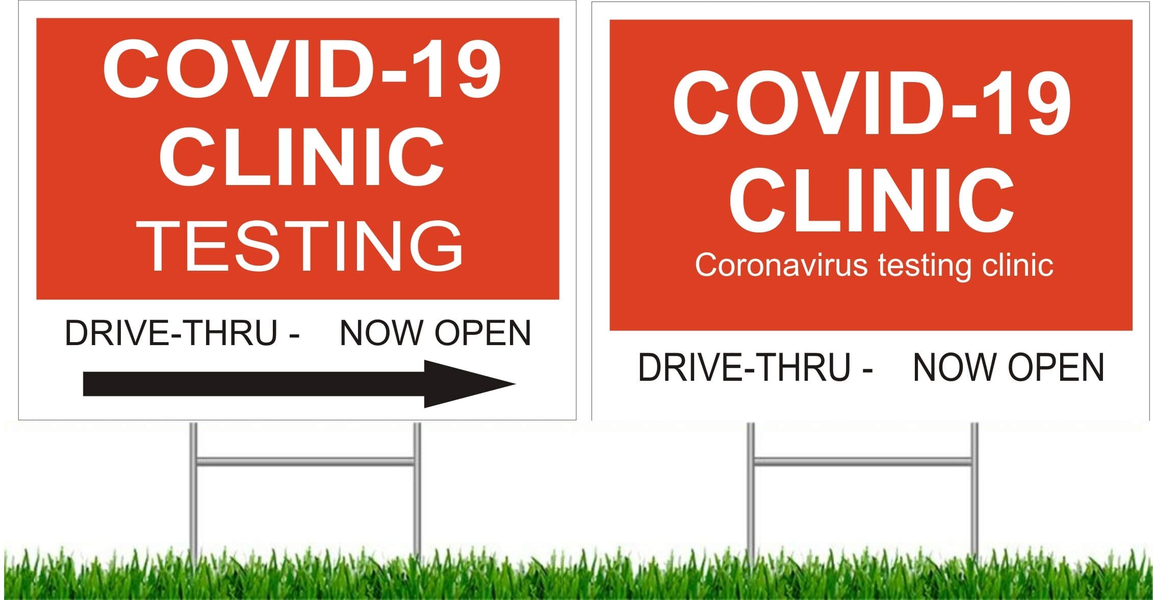 2 Pack COVID-19 Signs CORONAVIRUS Testing Yard Signs Directional