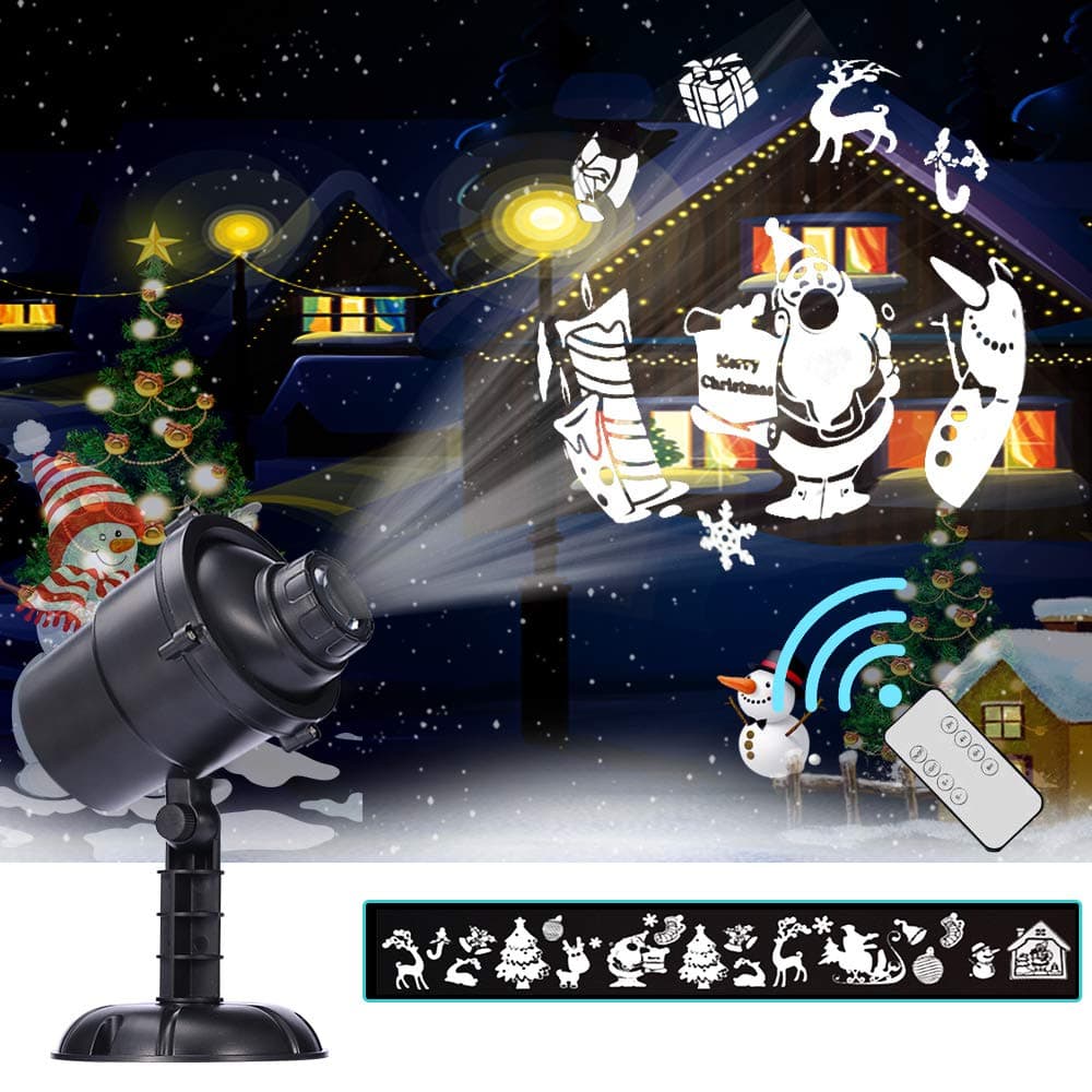haihai Christmas Light Projector LED Spotlight Landscape Light 3D Rotating 20 Patterns Waterproof Holiday Decoration Illumination Outdoor Indoor Xmas Theme Party Yard Garden