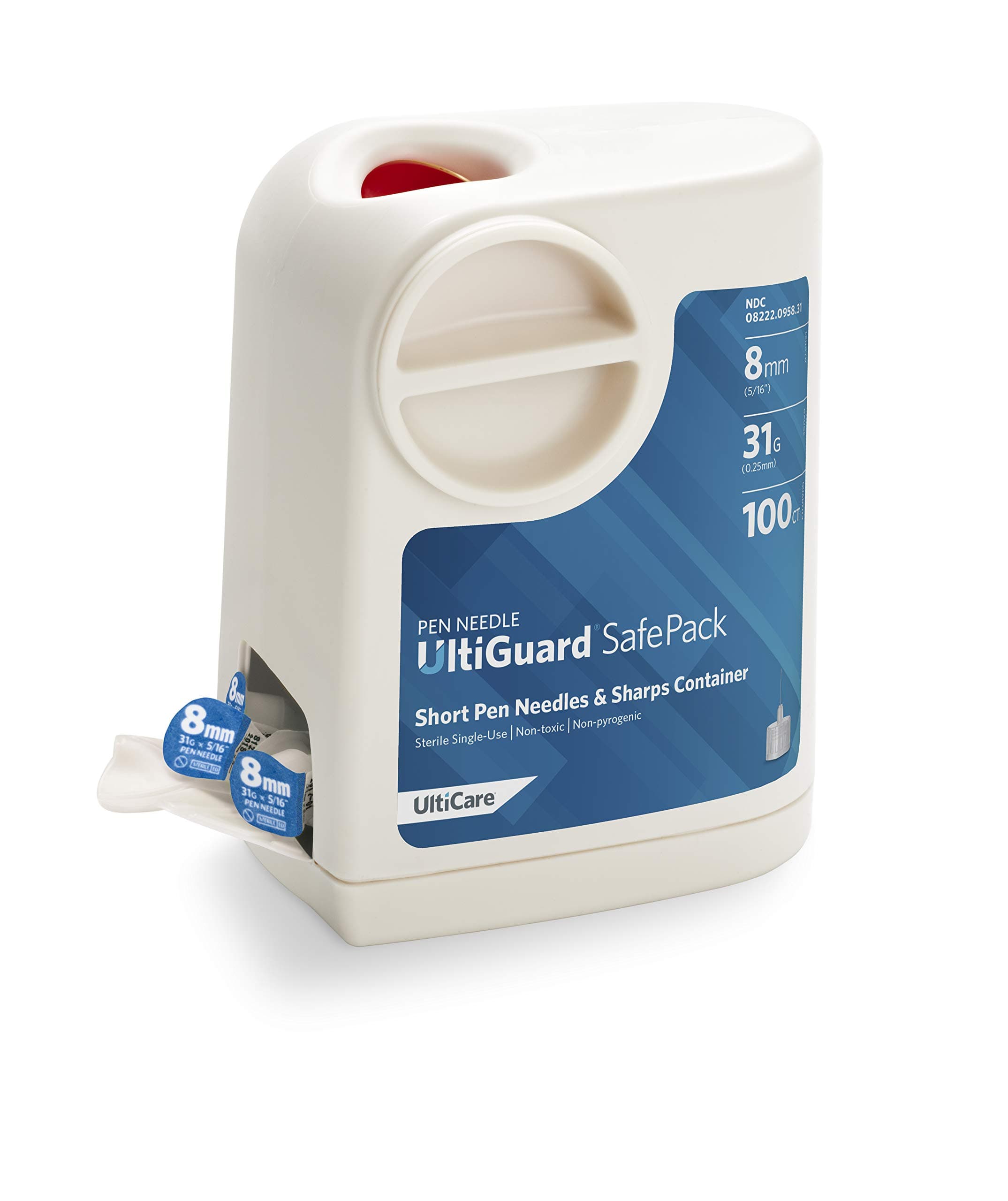 UltiGuard Safe Pack Pen Needles and Sharps Container Short 8mm (5/16”) 31G 100ct