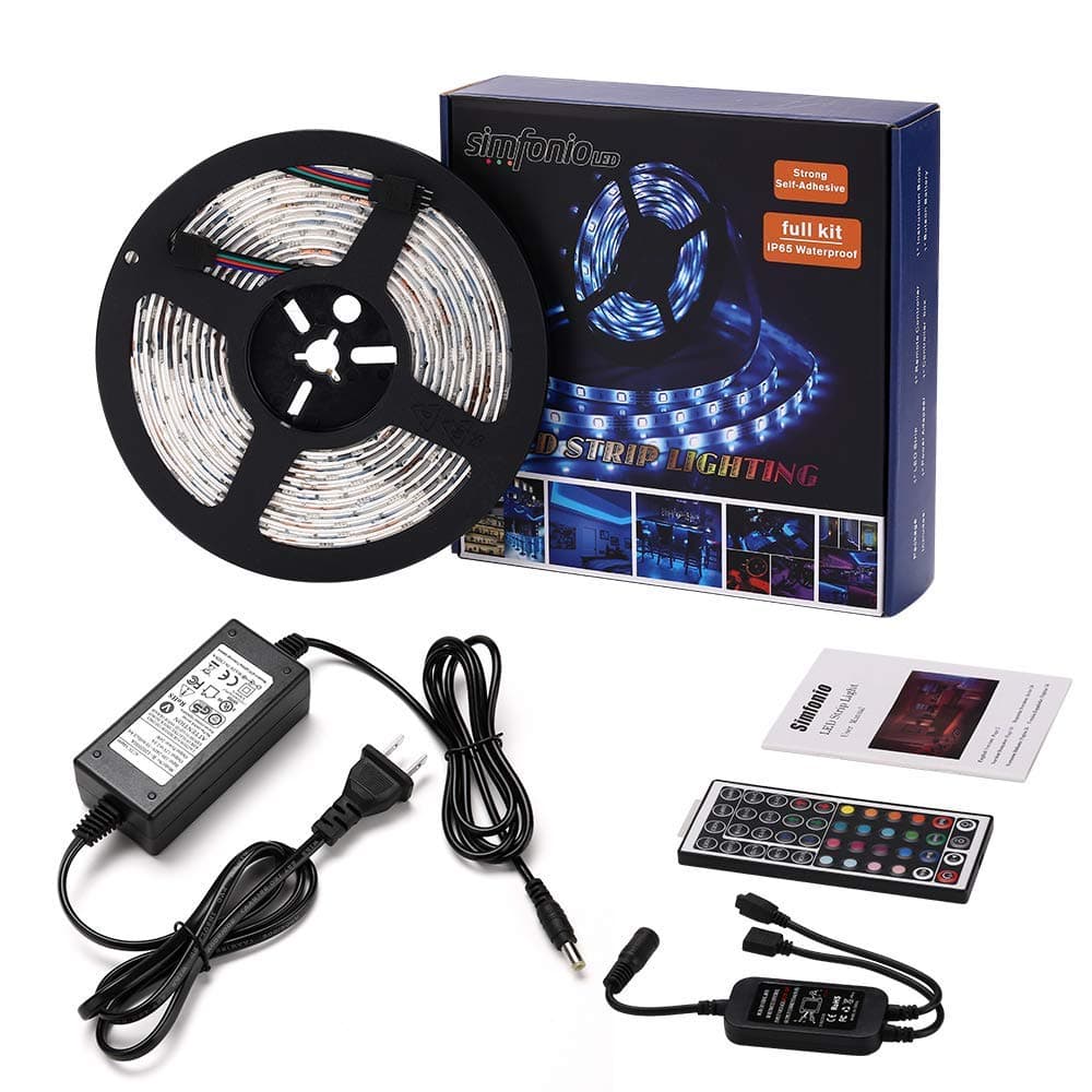 Simfonio RGB LED Strip Lights - LED Light Strip 5M Waterproof 150LEDs 5050SMD Led Light Strips with Remote - LED Lights Strip Kit