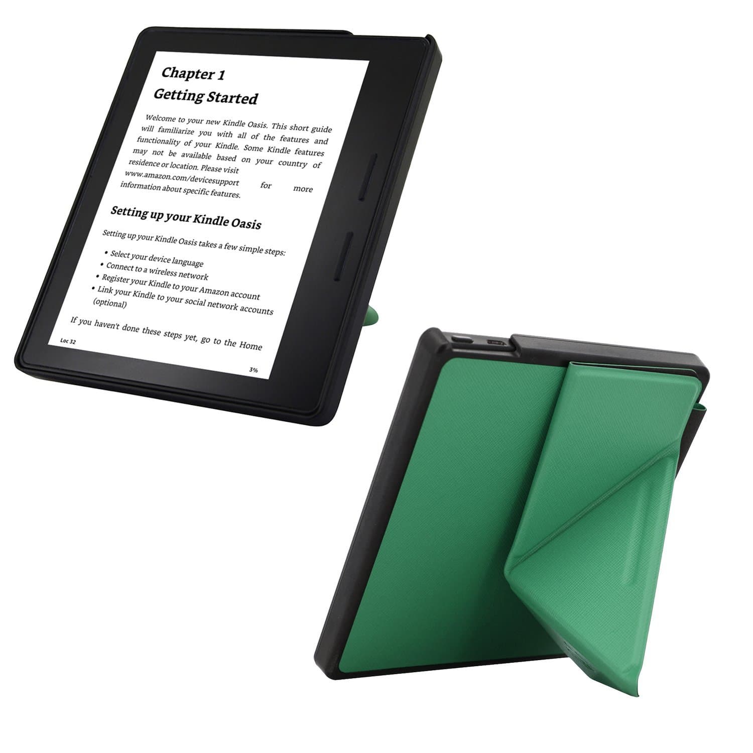 Kindle Oasis Case, Standing Origami Slim Shell Case Cover with With Auto Wake & Sleep Function for Amazon Kindle Oasis 2016 (Light Green)