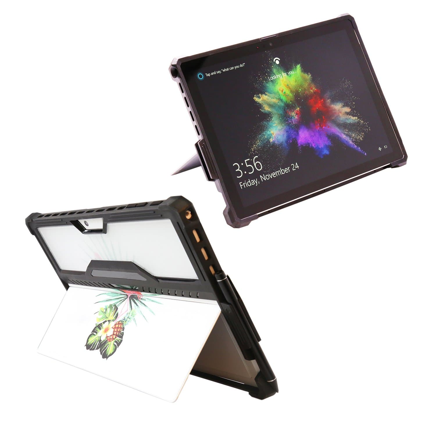 GED Case for Microsoft Surface Pro 6,Surface Pro(2017) & Surface Pro 4,with Pen Holder Protective Back Cases Cover, TPU Military Drop Tested Case Protector Slim Feather-Light Weight-Black