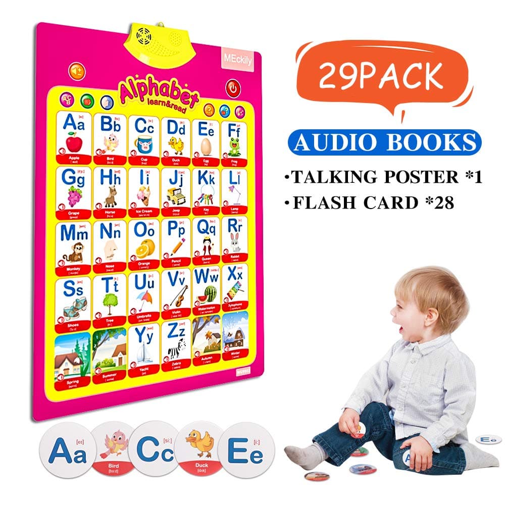Talking Electronic Alphabet Poster and Enlightenment FlashCards, Educational Learning Toy for Preschooler, Learning ABC, Matching Letter Game, Alphabet Reading ,Spelling
