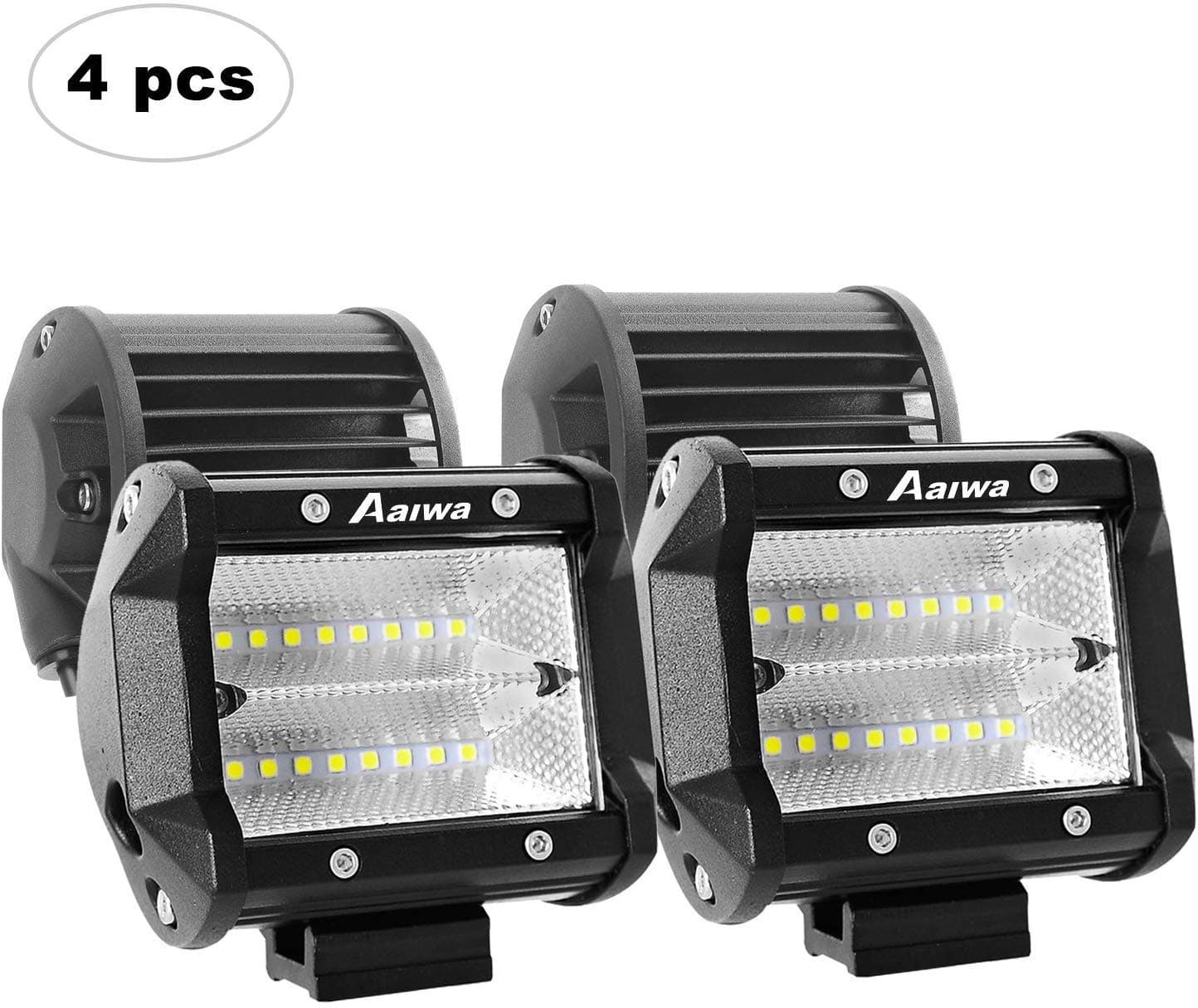 AAIWA LED Work Lights, 4 Pack 4 Inch 48W LED Work Light Bar LED Pods Off Road Flood Lights IP68 Waterproof Driving Fog Lights for Truck, Car, ATV, SUV, Boat