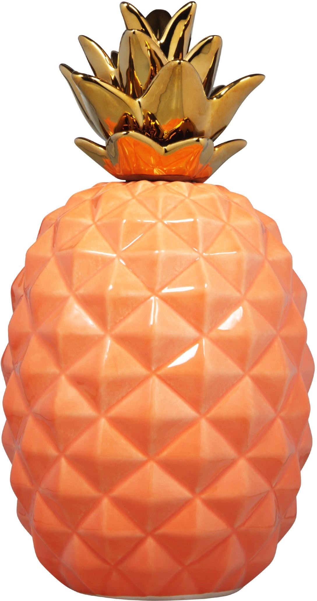 Pineapple Decor in Coral with Gold Crown