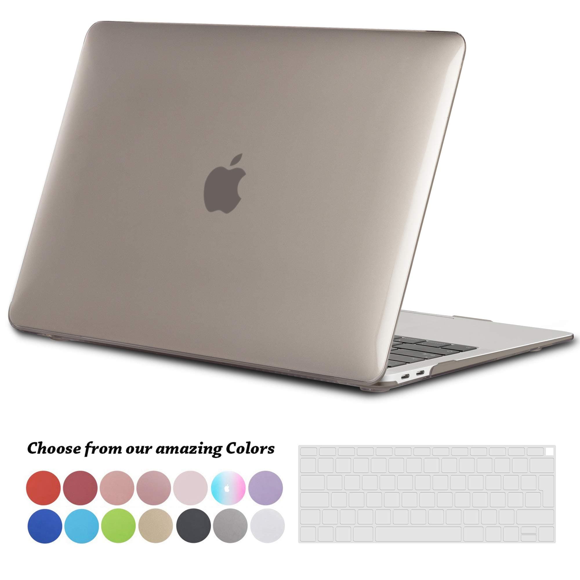 TECOOL Case Compatible with MacBook Air 13 inch Cover 2020 2019 2018 A2337 M1/A2179/A1932, Plastic Hard Shell Protective Cover Case & EU Keyboard Cover for Apple Mac Air 13.3 Touch ID - Crystal Grey