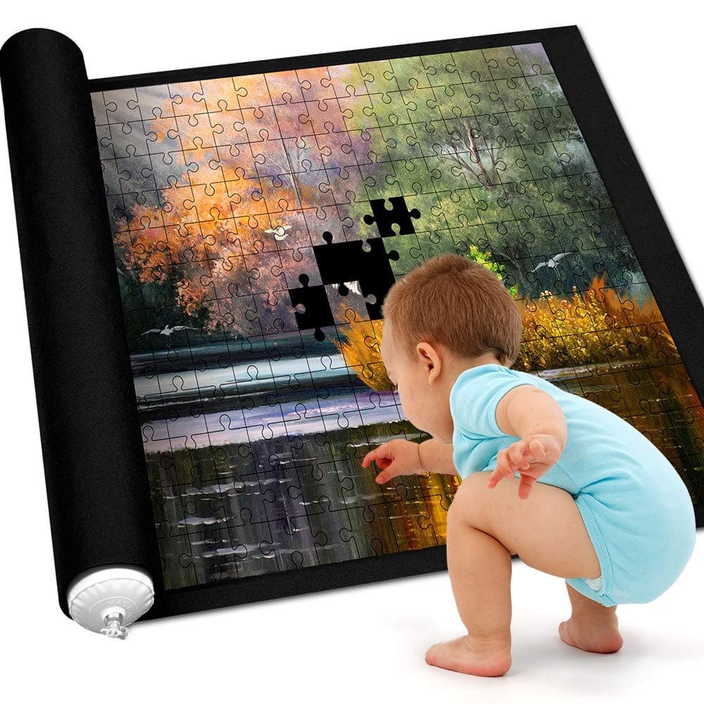 BACIVIC Puzzle Roll Mat Puzzle Storage Puzzle Saver, Store Jigsaw Puzzles Up to 1,500 Pieces with Drawstring Storage Bag