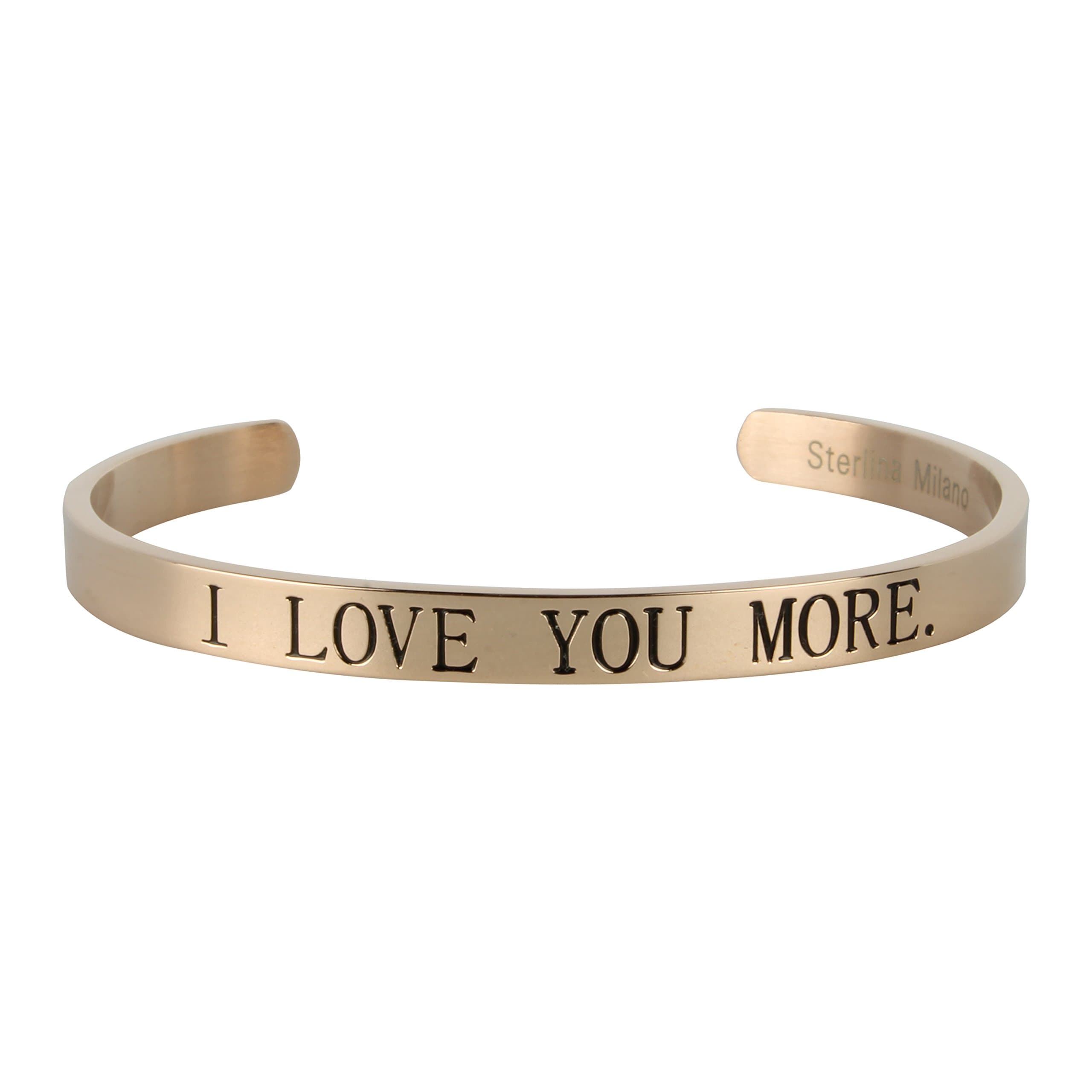 Sterlina Mi Milano Sentimental Meaningful Message Sentiment Bangle Bracelet Gift I Love You More,Rose Gold
