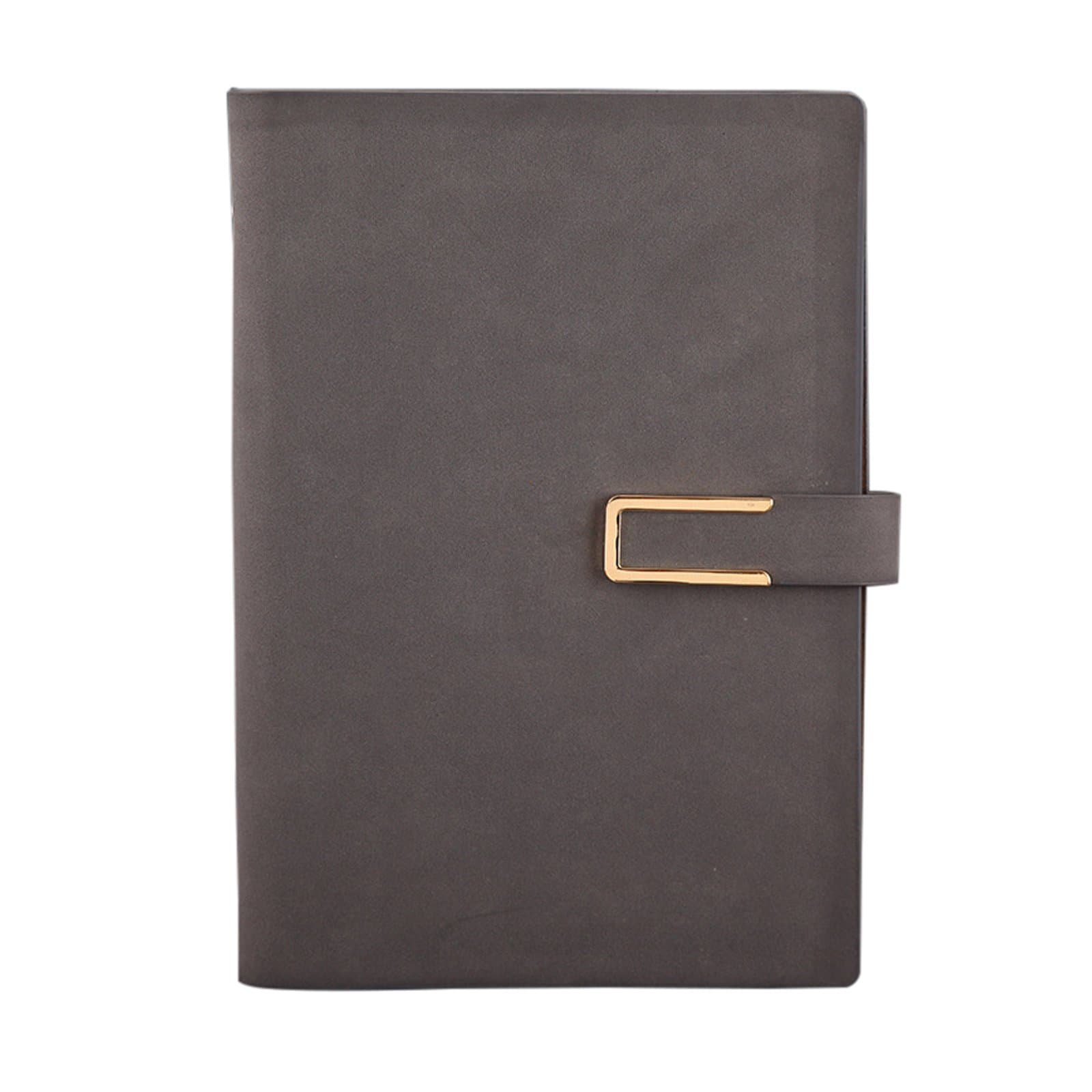 Elonglin A5 Metallic Wirebound Notebook Faux Leather Loose-Leaf Notebook Business Notepad Conference Notepad Folio Meeting Travelers Bloc-Notes with Card Slot & Pen Loop Journal A5 80 Pages Grey