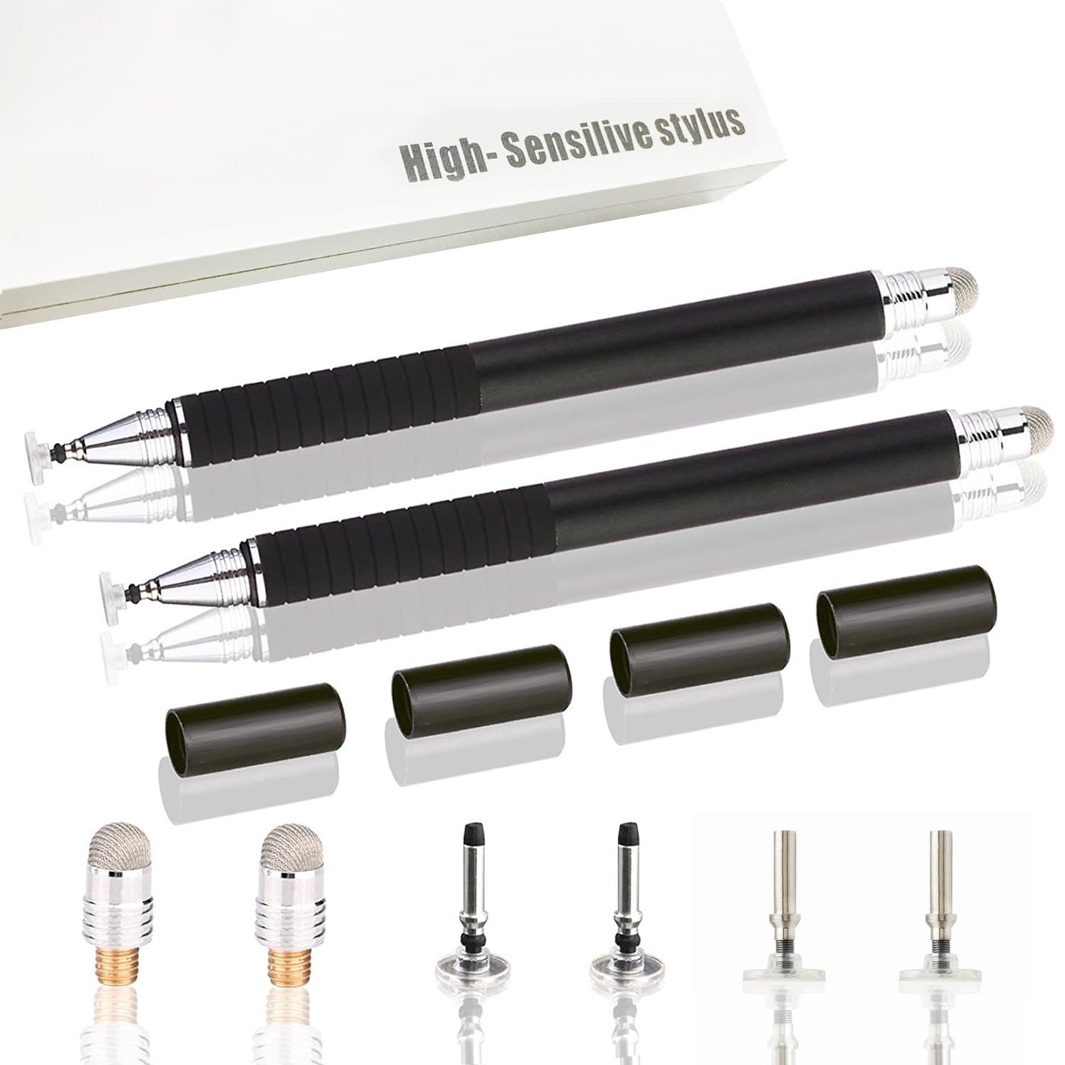 Stylus Pen HOOKE 2 Pack Stylus Universal Touch Screen Capacitive Stylus for Kindly Touch iPad iPhone 6 7/7Plus Samsung S5 S6 S7 Edge S8 Plus Note 2 3 4 5 (black+black)