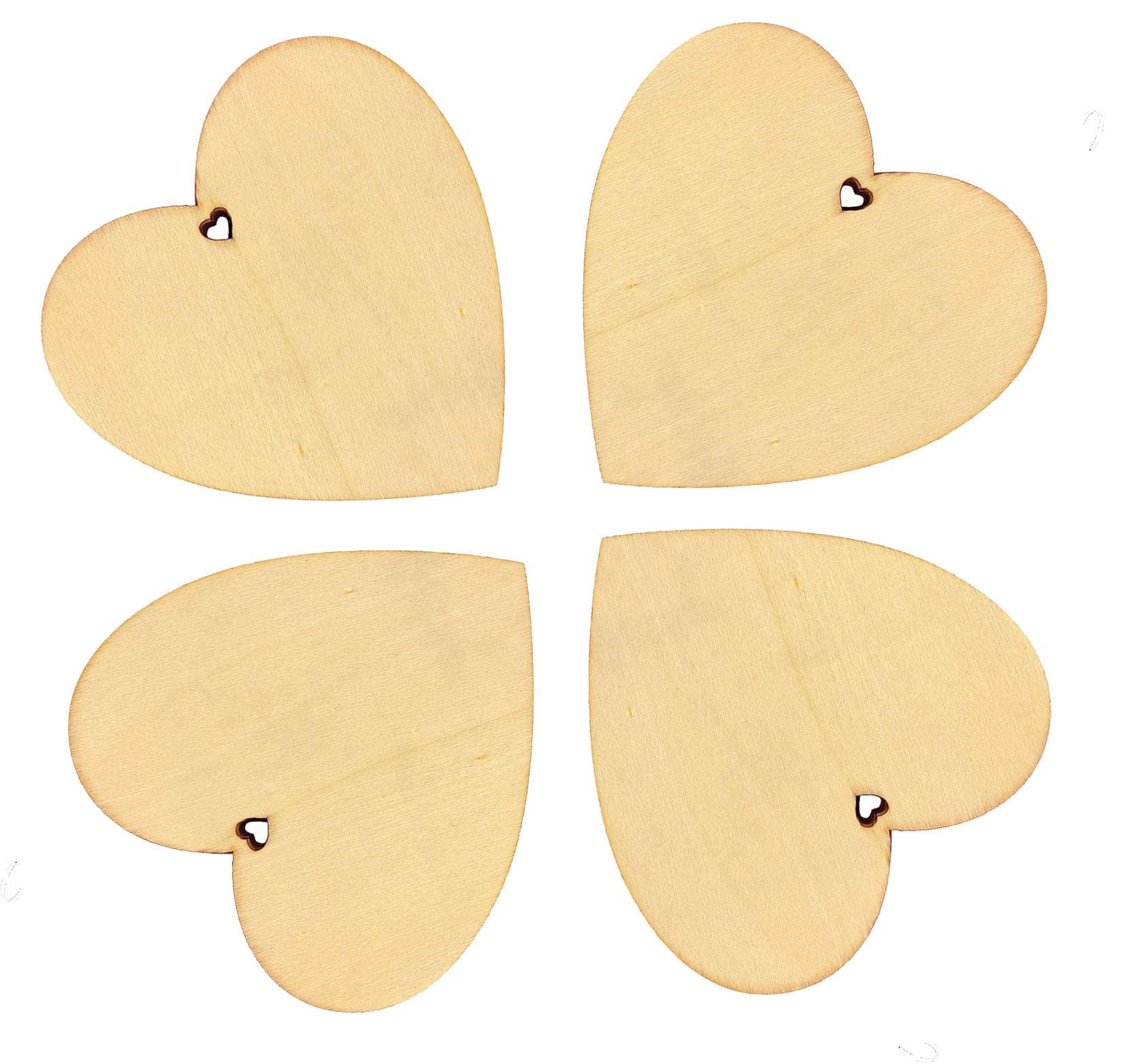 Seventopia Heart Shape Blank Wood Discs Bulk with Holes for Crafts Centerpieces 10 Pieces Unfinished Wooden Christmas Cutouts Ornaments to Paint