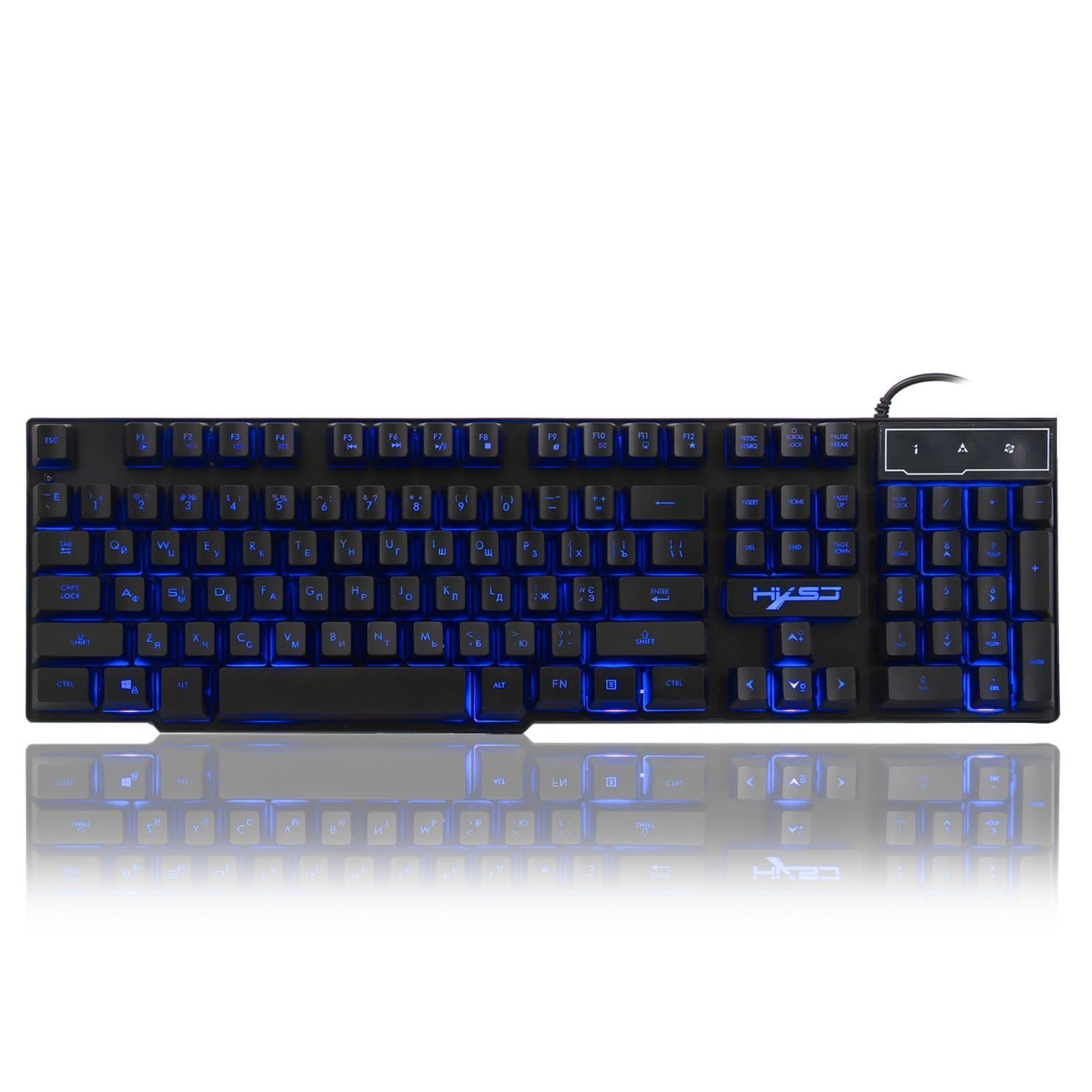 Backlit Wired Keyboard,Veeki Waterproof Ergonomic LED Wired Gaming Keyboard with English & Russian,3 Adjustable Backlights 104 Keys USB Powered for PC/Win/Mac ect. (Black)