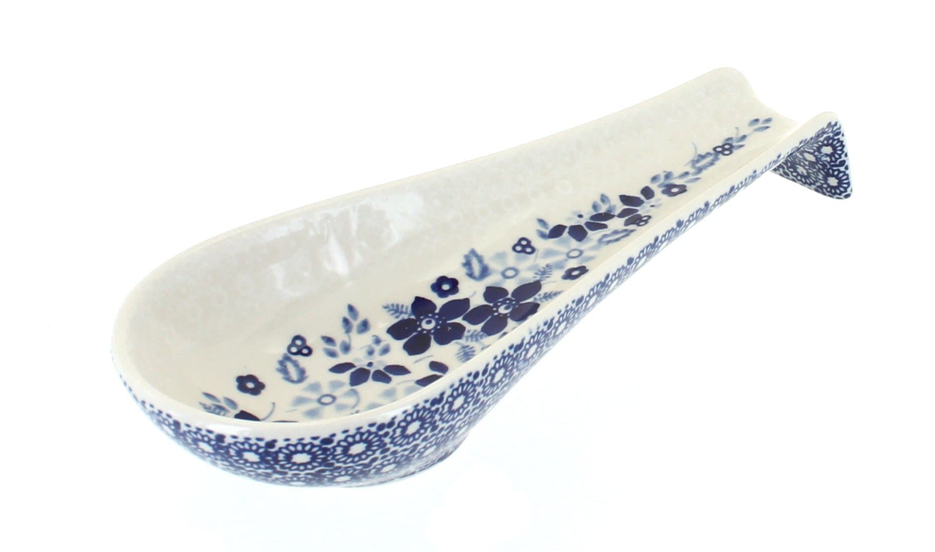 Blue Rose Polish Pottery Elizabeth Medium Spoon Rest