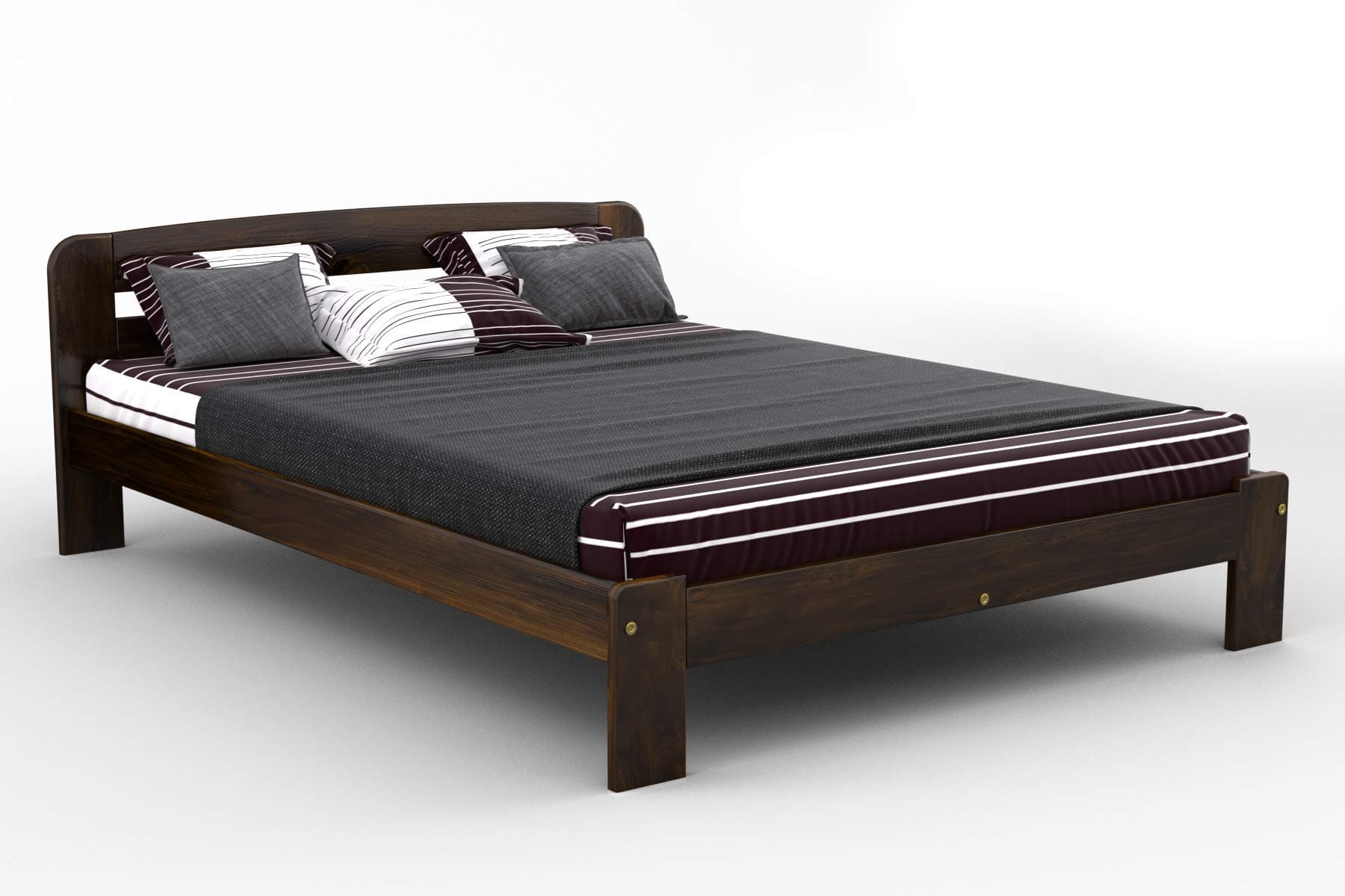 New sturdy Bed"F4" Solid wood Pine, Oak, Alder, Walnut (WALNUT, 150_x_200_cm)