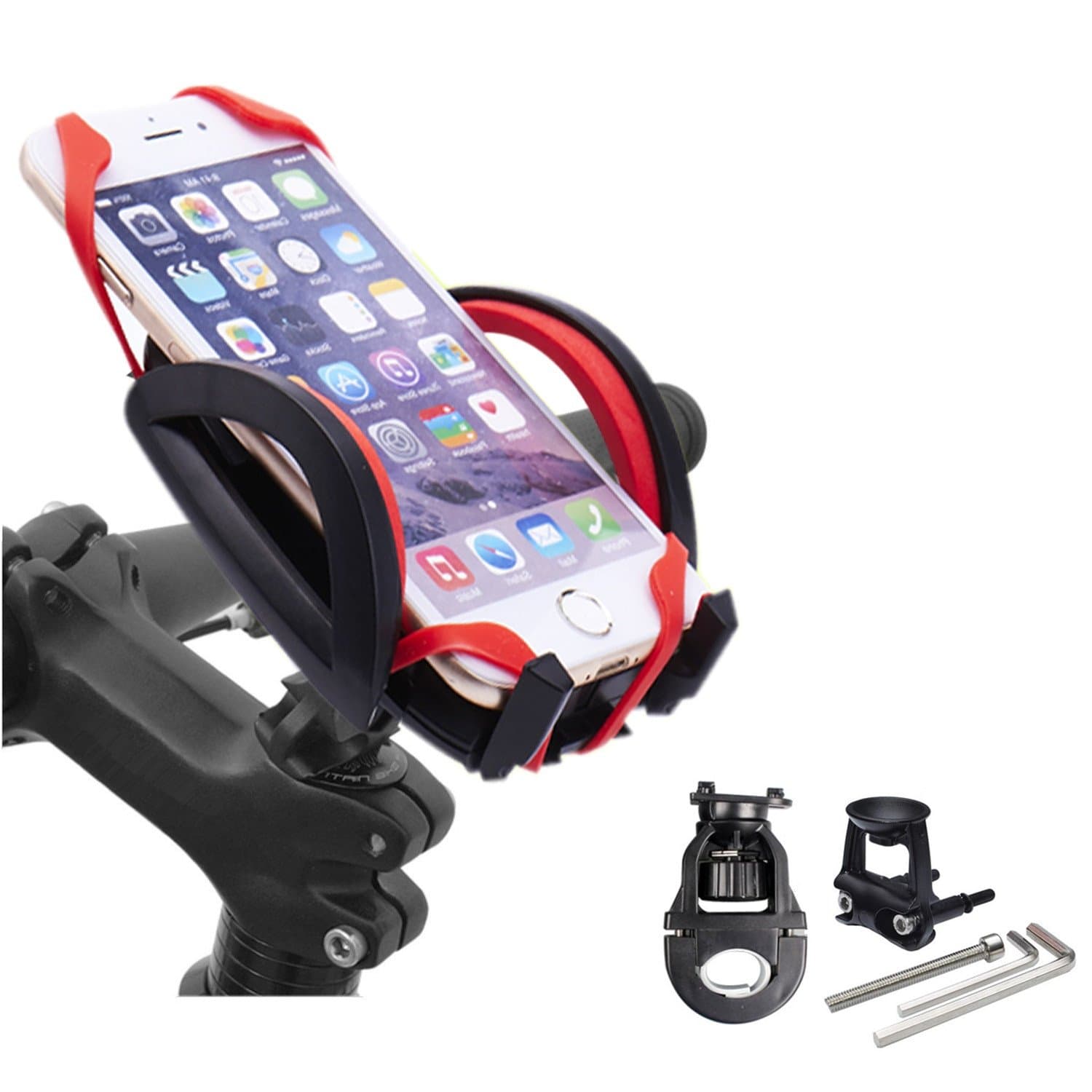 Timibis Bike Mount Bicycle Mount Handlebar Holder, Roll Bar Mount for iPhone 6/6S/5/5S/4, Samsung Galaxy S7 edge/S7/S6/S5 and Most Smartphones
