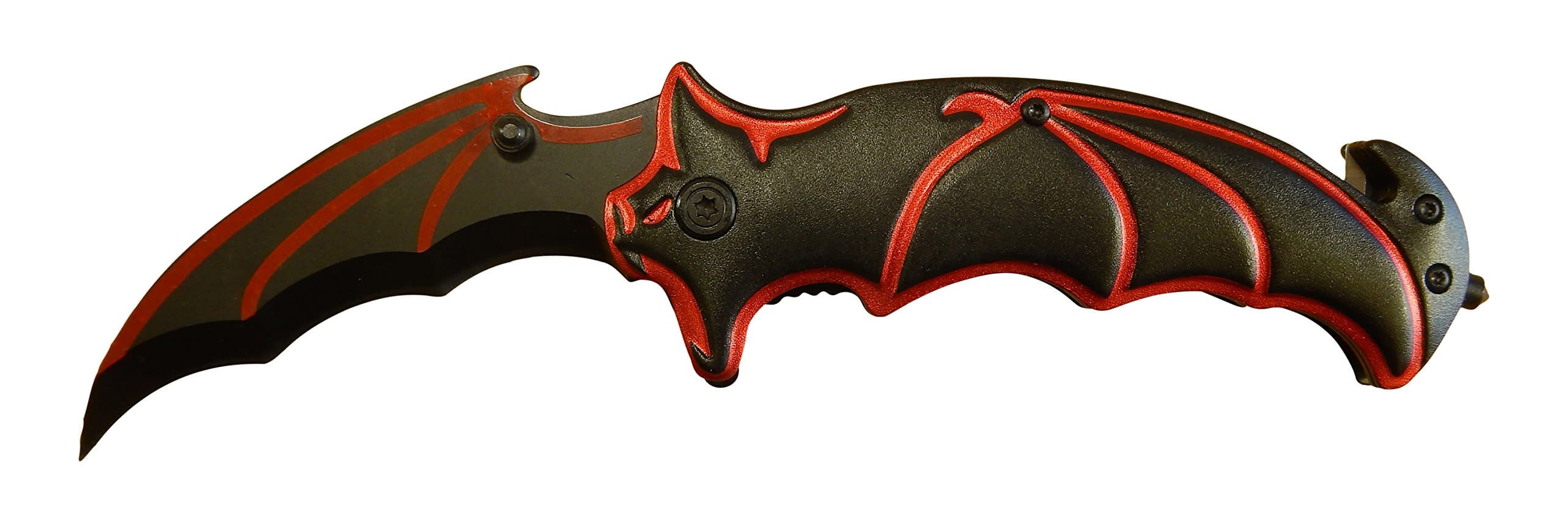 Tucson Tools Batman Knife BAT FACE! Spring Assisted Opening Tactical Folding Blade Black w/Red