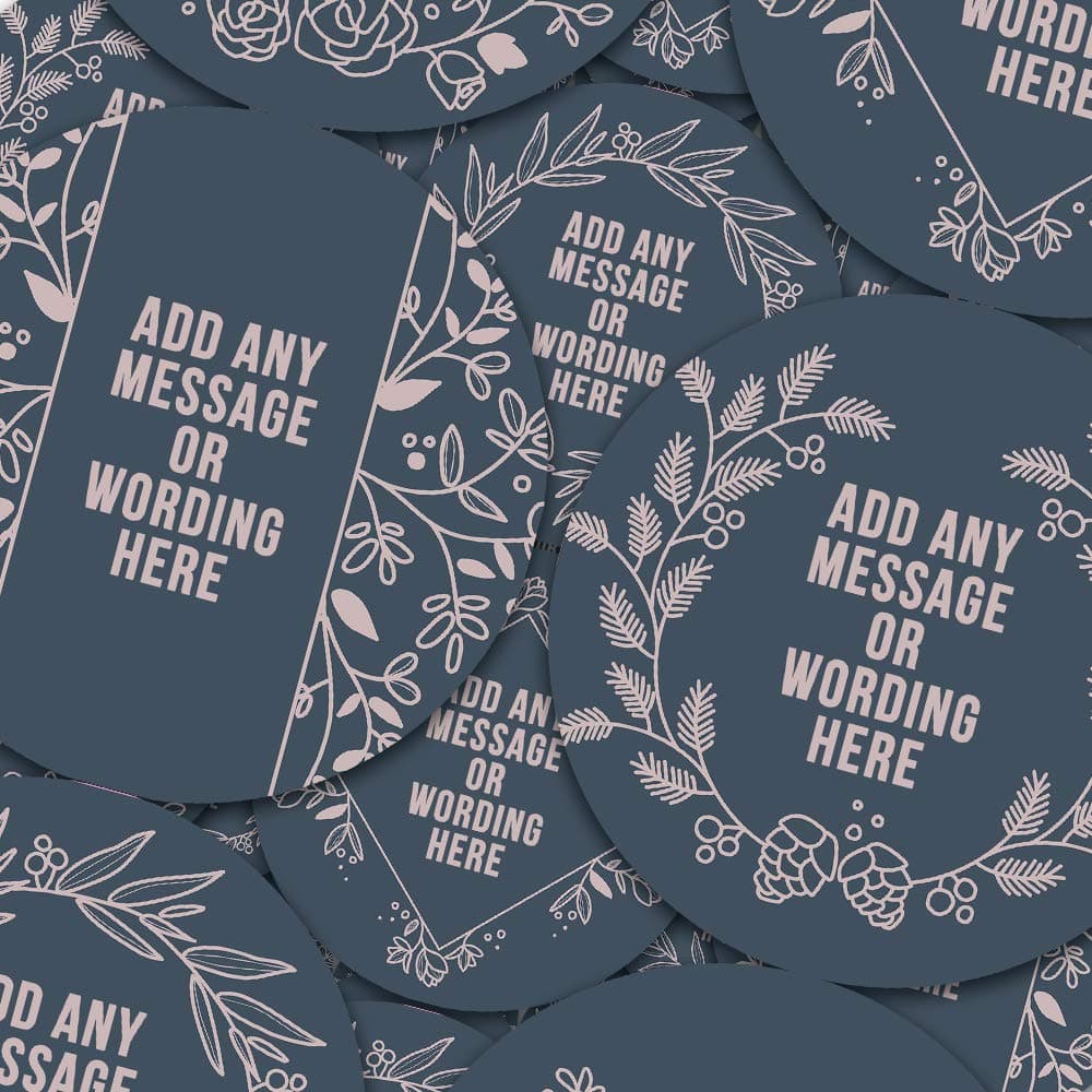 70 Personalised Stickers Gift Botanical Elegant Personalized Text Customised Wording Message Sticker Labels Custom (3.5 cm / 2 Sheets)