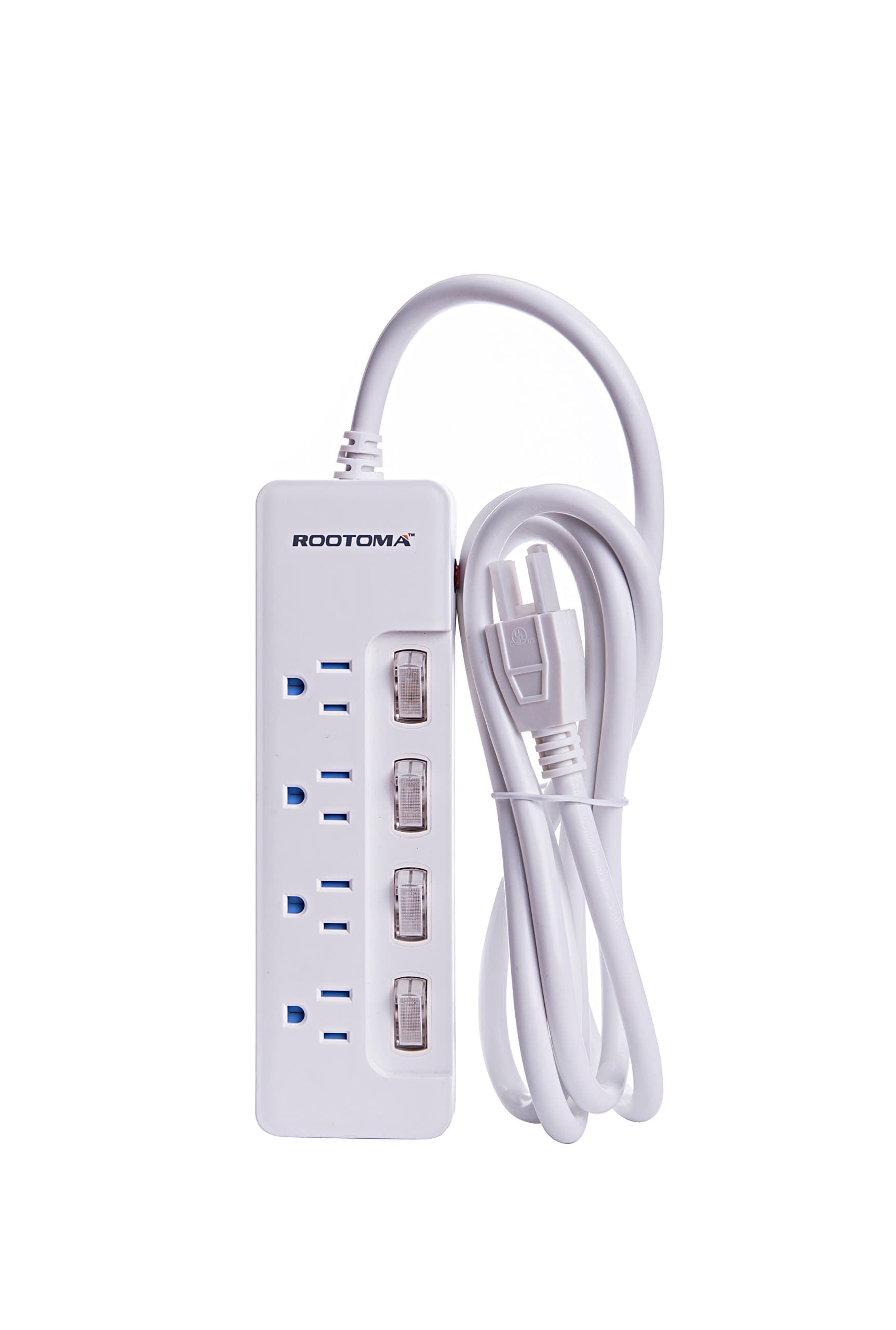 ROOTOMA Multi-outlet Independent Switched Power Strip/Surge Protector with Overloading Protection (4-outlet 8 ft cord)