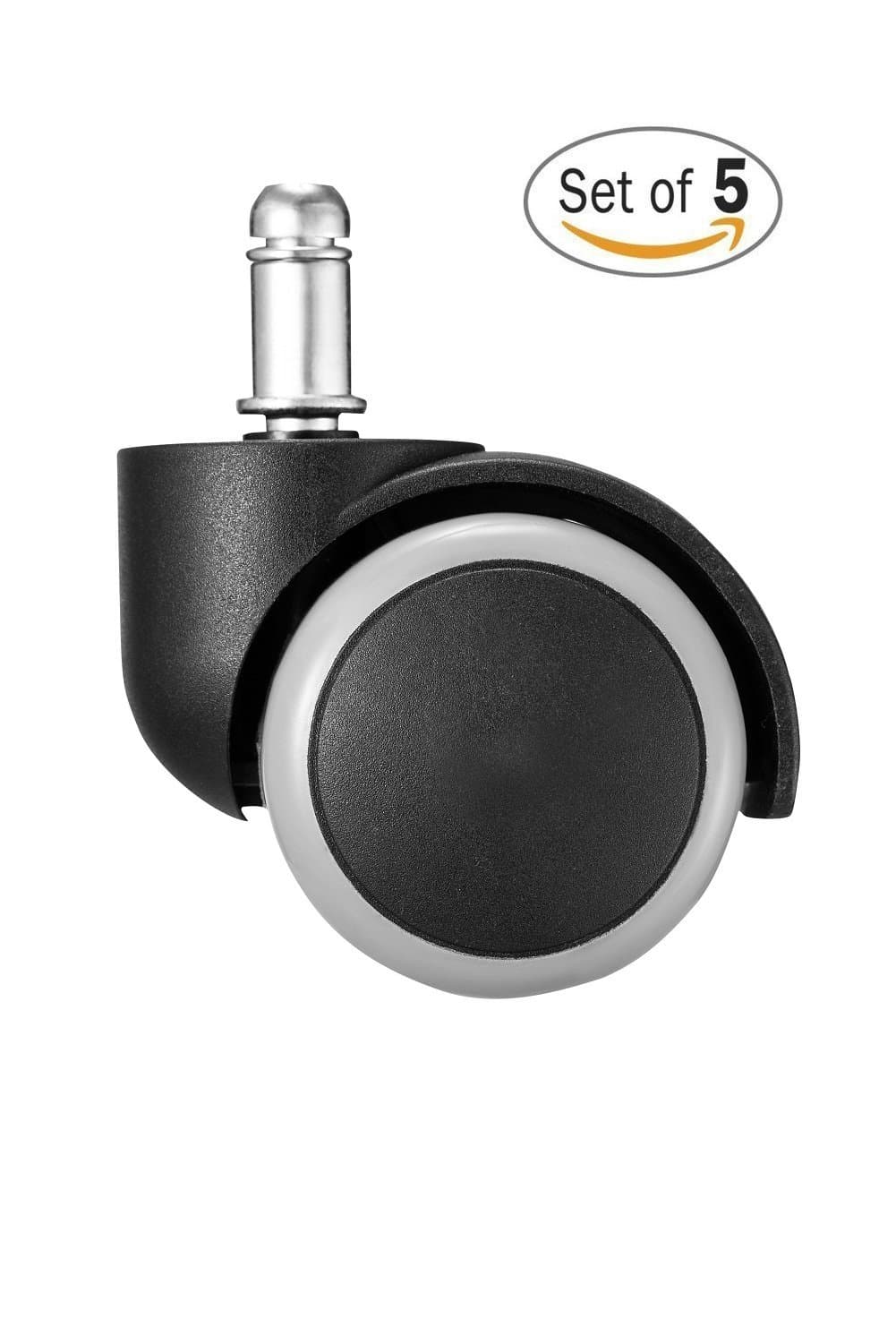 Replacement Office Chair Caster Wheels Rubber PU 2" ,Standard Stem Size 7/16"(11mm) 7/8"(22mm) Compatible with Most Chairs, 5 Unit/Pack Light Gray