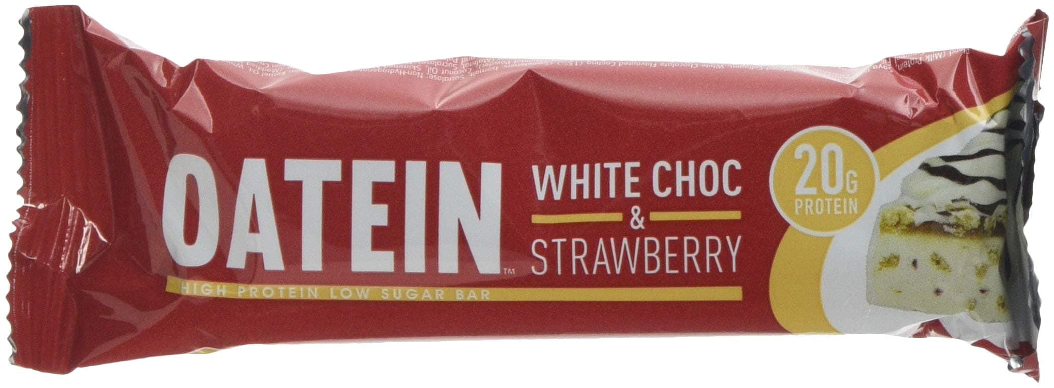 Oatein High Protein Low Sugar and Low Carb Bar, White Chocolate/Strawberry, Box of 12x60g