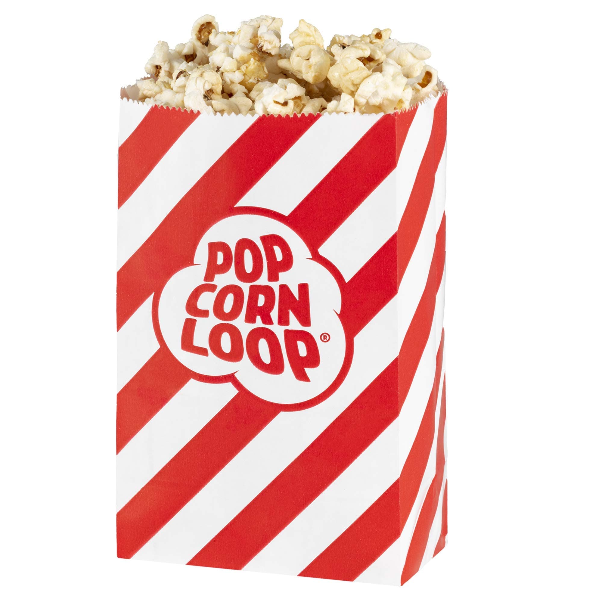 The Original Popcornloop Popcorn Bags 10x10 Packs. A total of 100 pieces. Made of paper. Home cinema experience