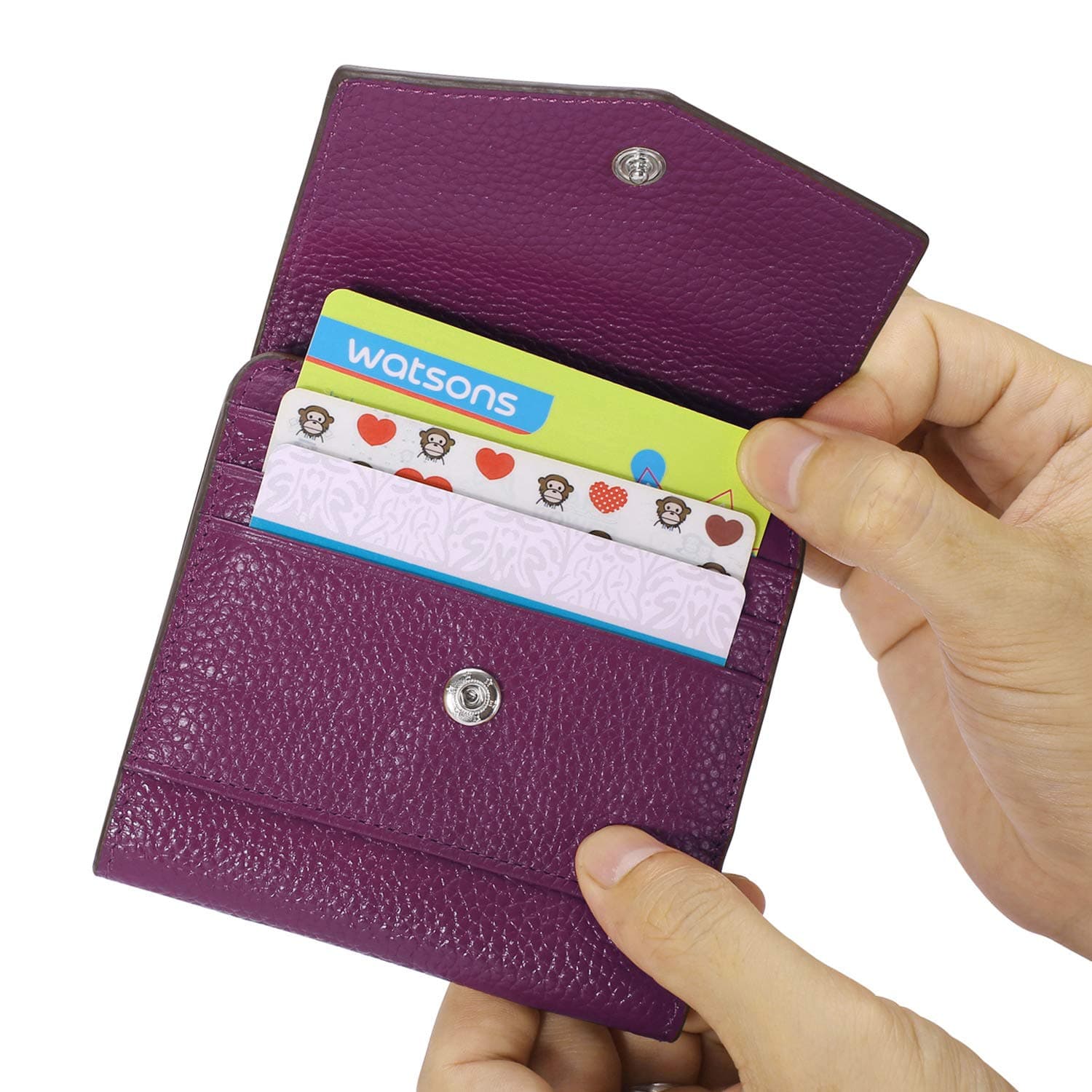 Leather Small Card Holder Women's RFID Blocking Zipper Wallets, Ladies Mini Bifold Pocket Purse